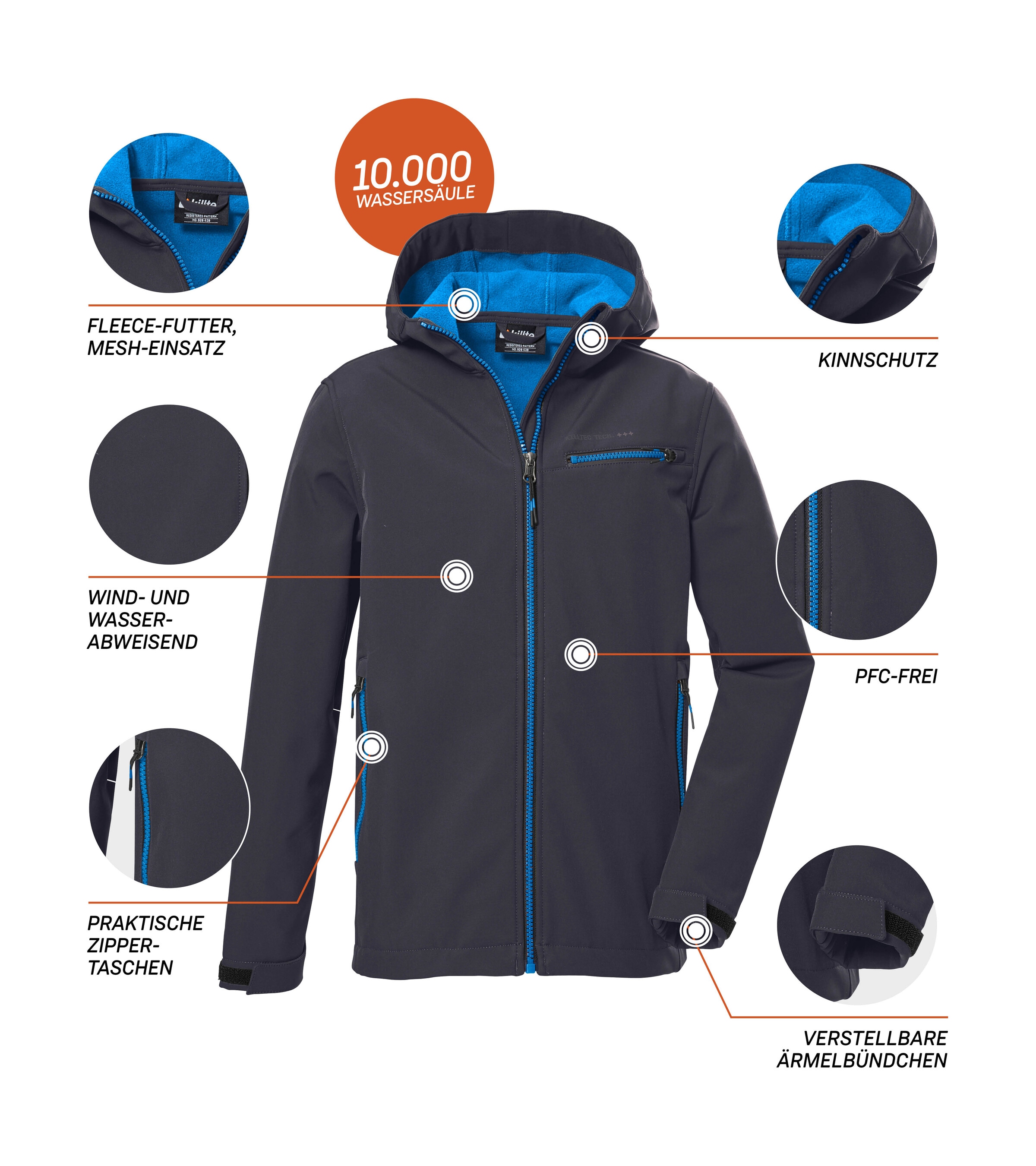 Killtec Softshelljacke »KOW 157 BYS SFTSHLL JCKT« Wind- und wasserabweisende Softshelljacke mit Fleece und Kapuze