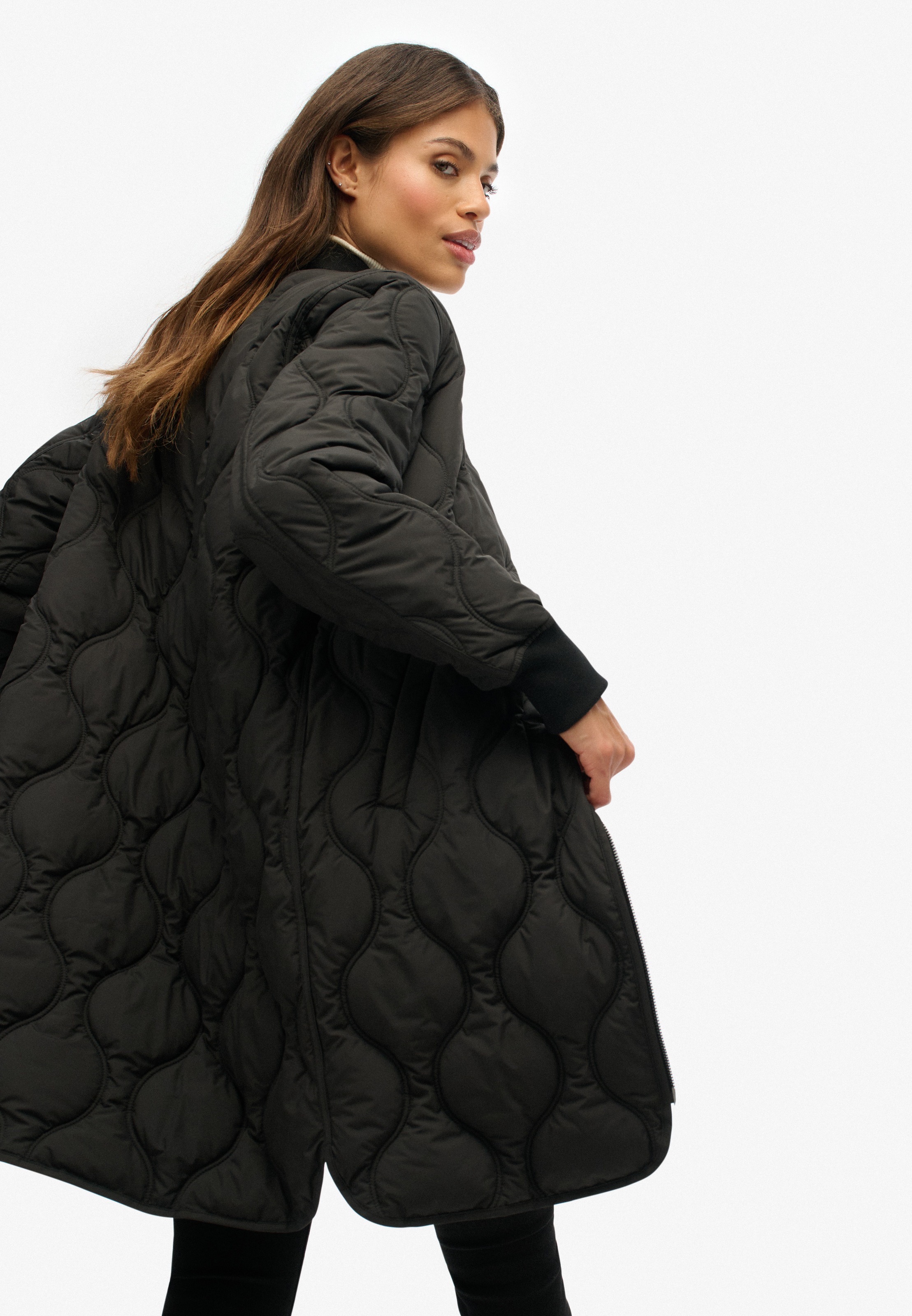 Superdry Steppjacke »LONG QUILTED LINER JACKET« ohne Kapuze