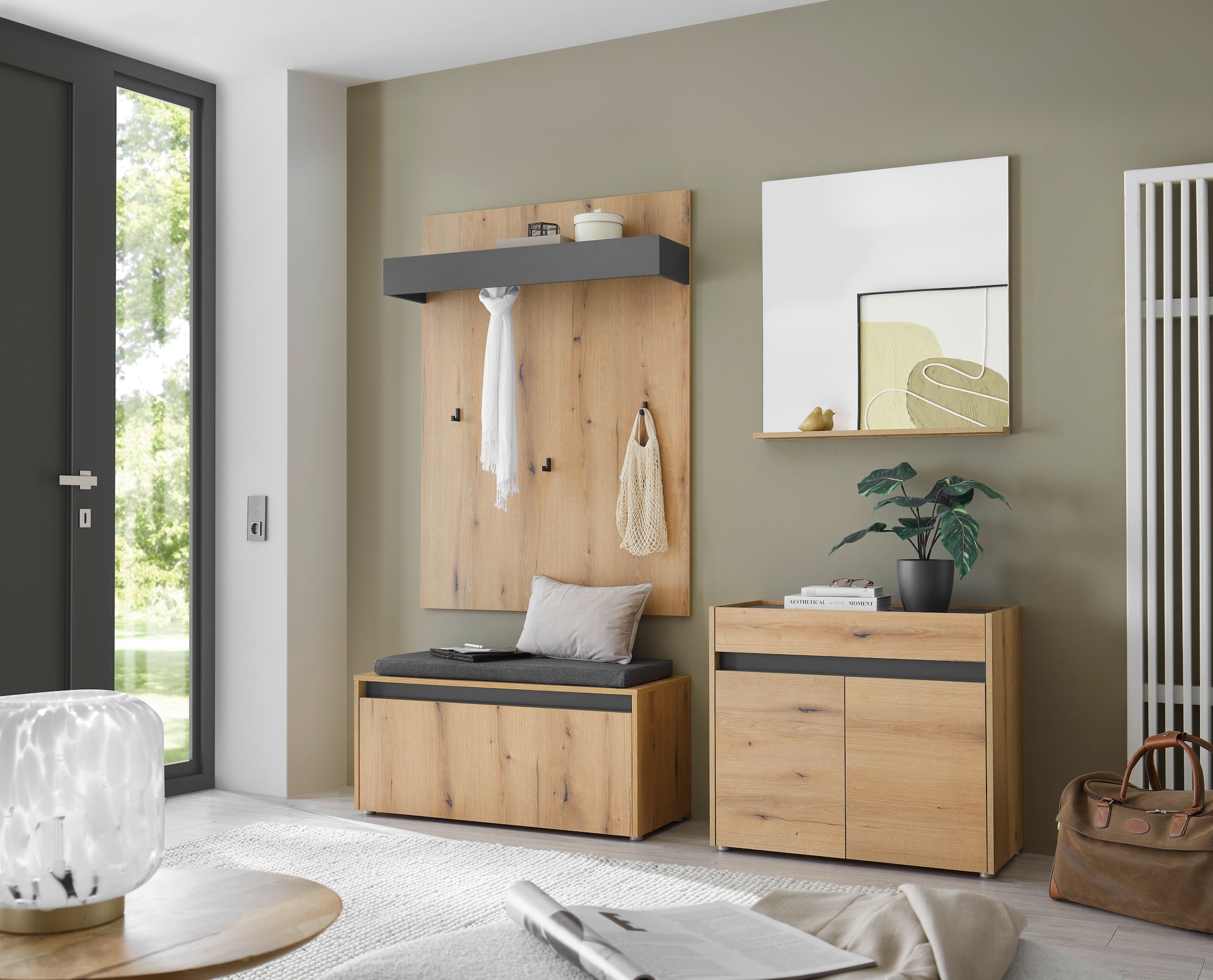 Home affaire Panneau de vestiaire »GiRON/CiTY, Wandregal in vier Farben, Flurgarderobe mit Hutablage« mit Kleiderstange und Haken, 100 cm breit