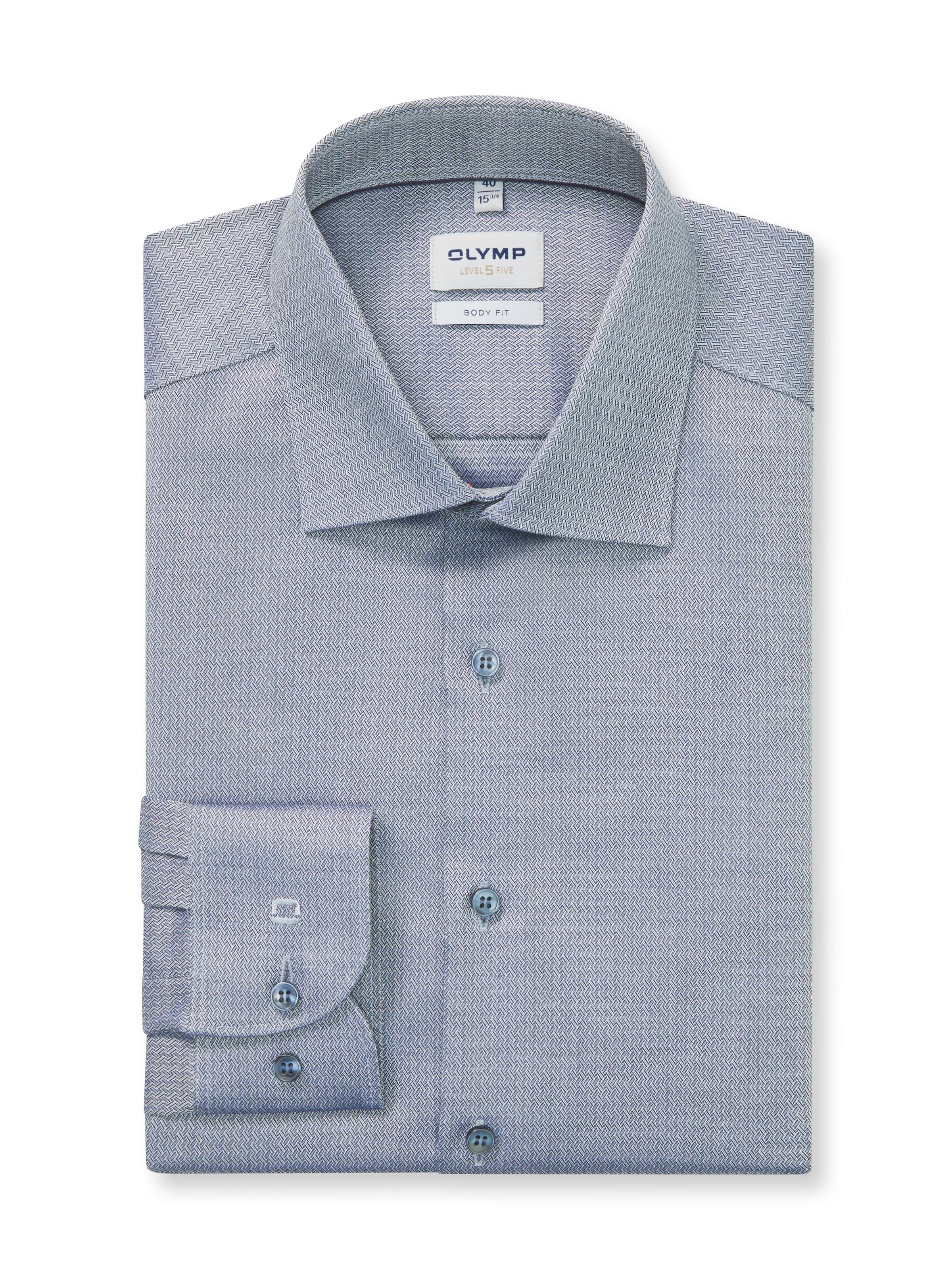 OLYMP Langarmhemd »Level 5« body fit, New York Kentkragen, fein gemustert, Businesshemd