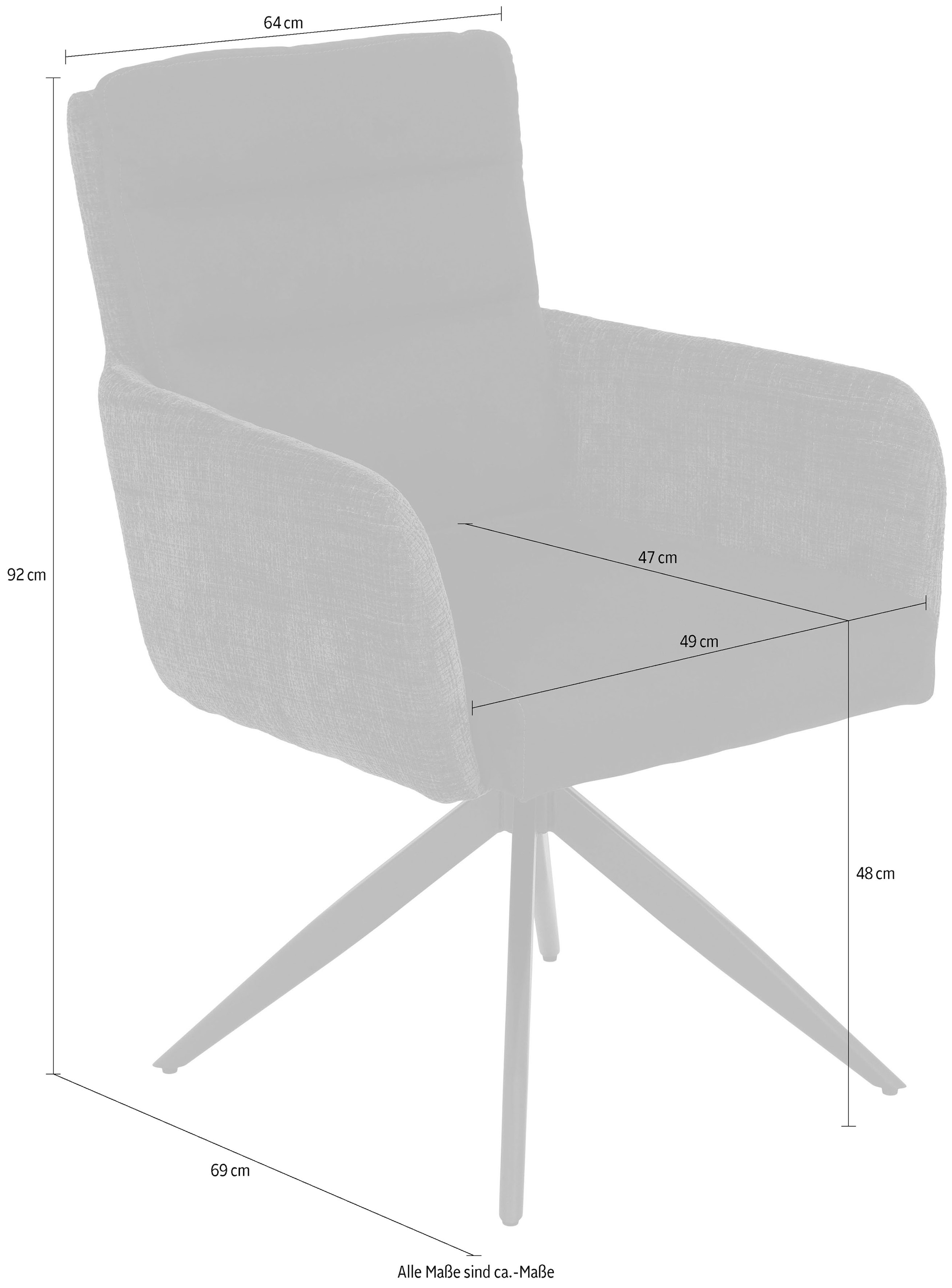 HELA Chaise avec accoudoirs »LEANDRA mit Auto-Return« (Set) 2 cuisKomfortsitz mit Federkern, Esszimmerstuhl drehbar