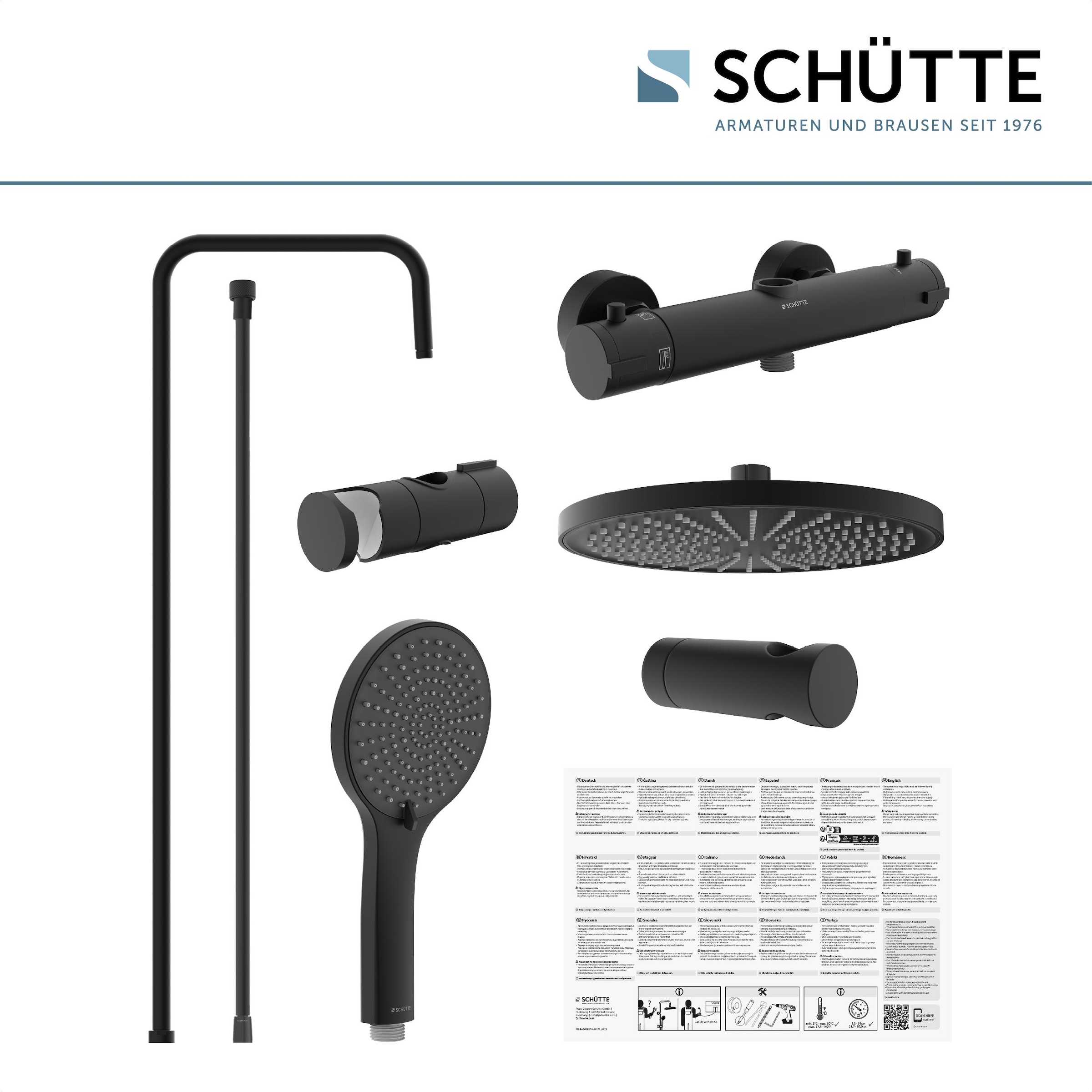 Schütte Duschbrause »TRENTO« Set,  mit Thermostatarmatur, 3-fach verstellbar, Antikalk-Noppen