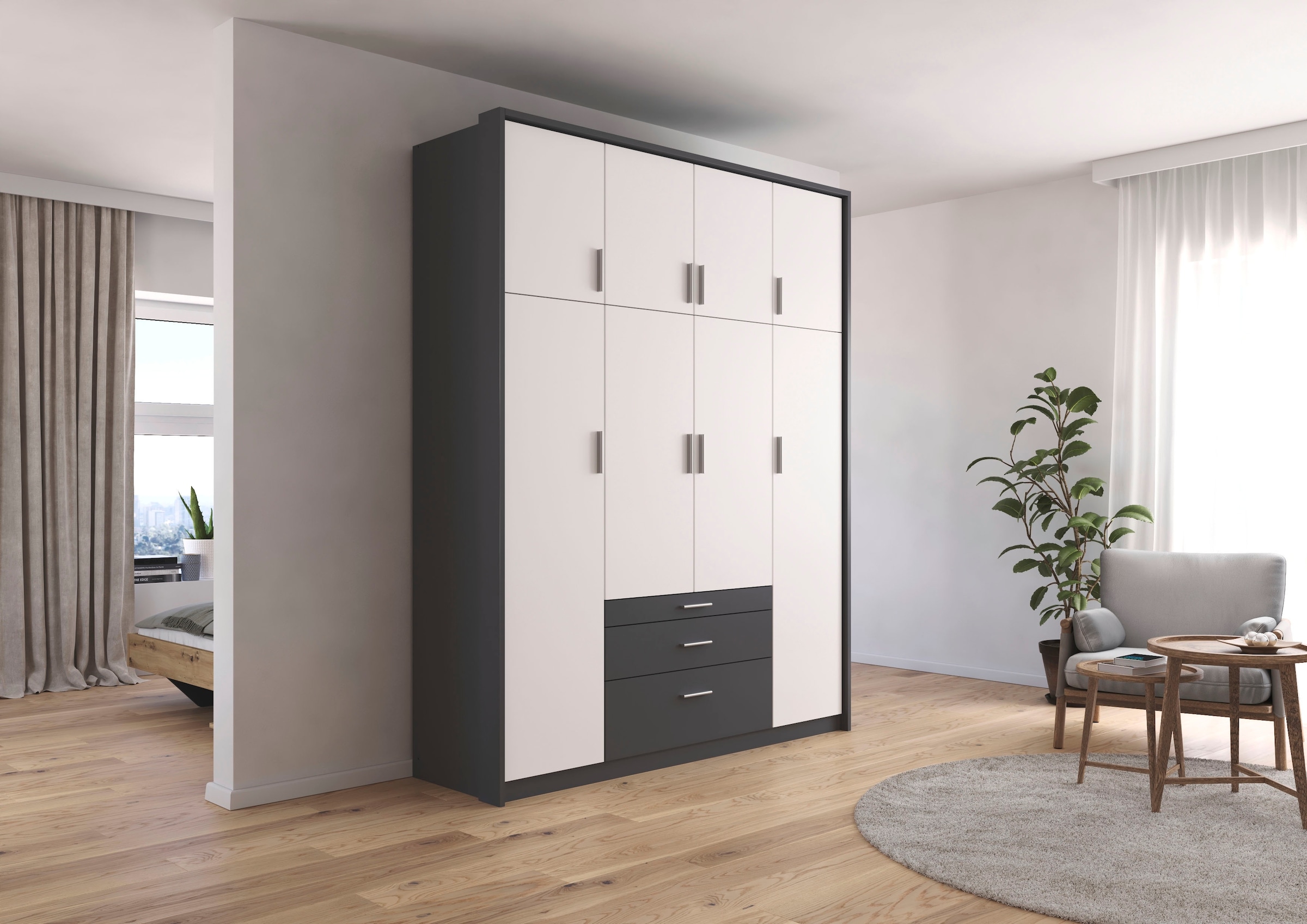 rauch Armoires à vêtements »Schrank Drehtürenschrank Garderobe Ankleide Schlafzimmer HILDESHEIM« Largeurs : 185/275 cm, hauteur 231 cm,  tiroir supérieur avec compartiments pratiques MADE IN GERMANY