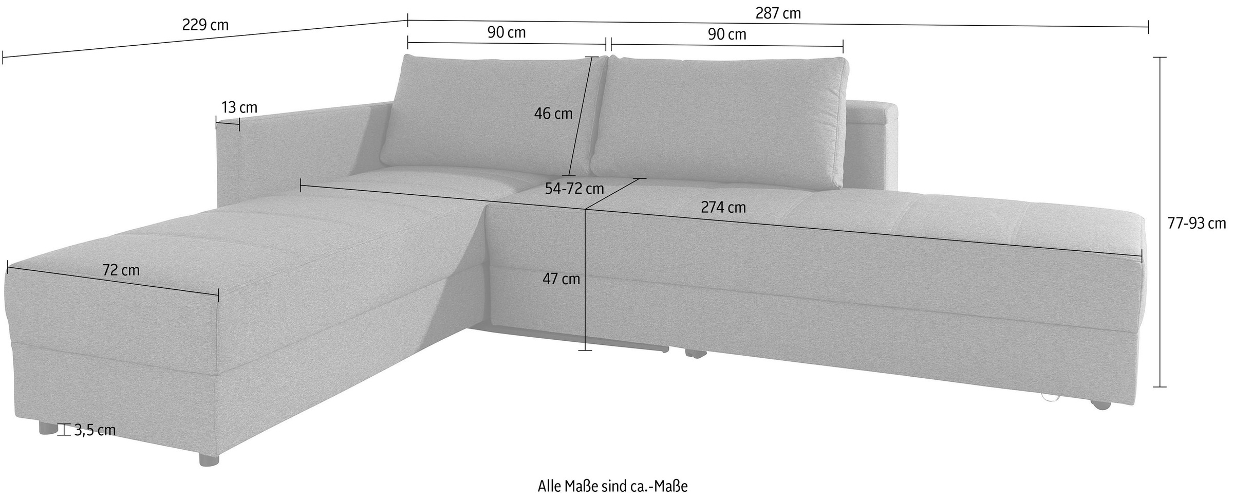 LOOKS by Wolfgang Joop Canapé d'angle »LooksIII L-Form« durch Drehfunktion zum Bett wandelbar, inklusive Staufach