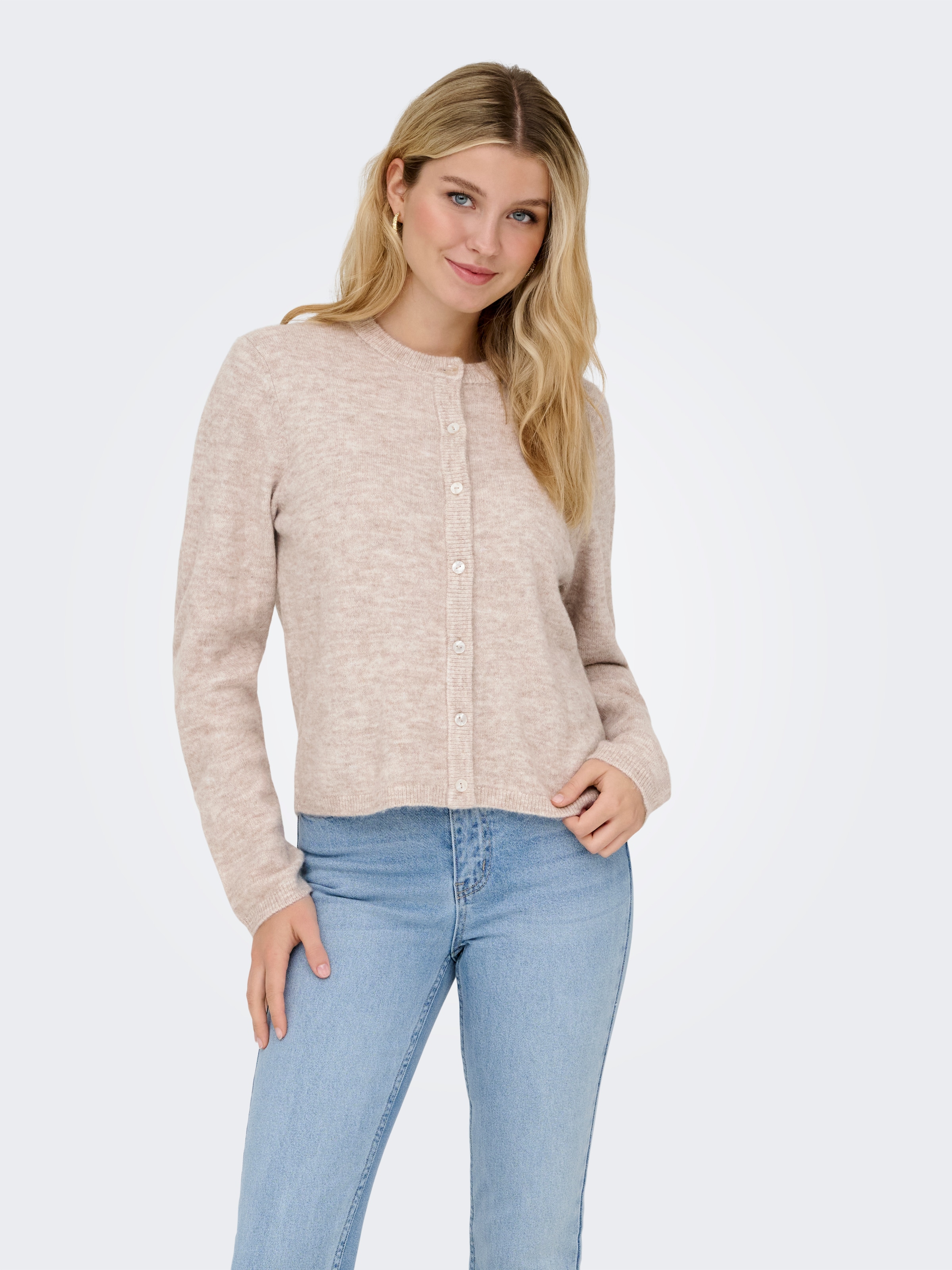 ONLY Strickjacke »ONLSIMONI L/S O-NECK CARDIGAN KNT NOOS« Materialmix, relaxed fit