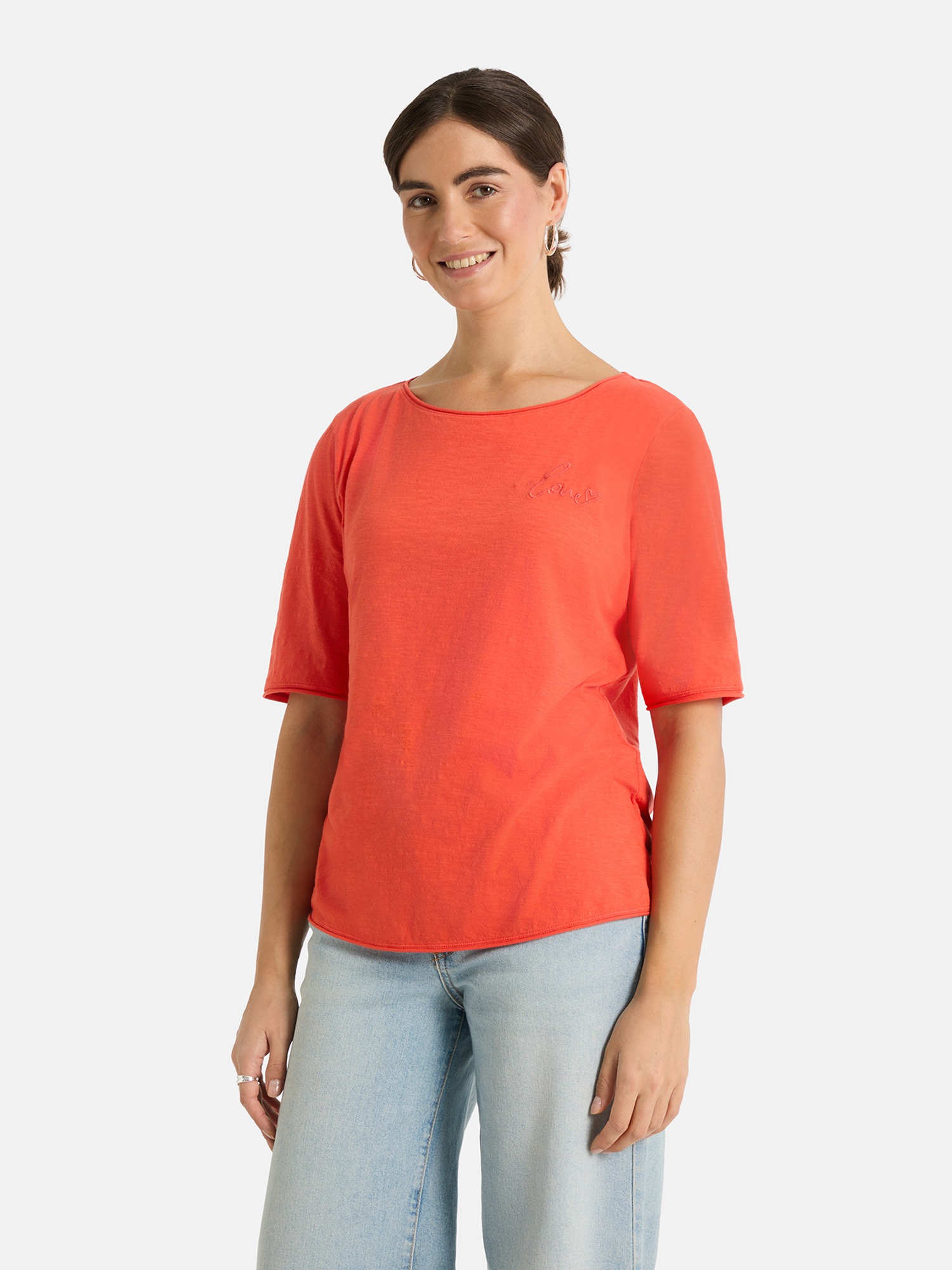 Lieblingsstück Shirt à col rond »CandiceEP« mit Statement-Stickerei und im Batik-Look