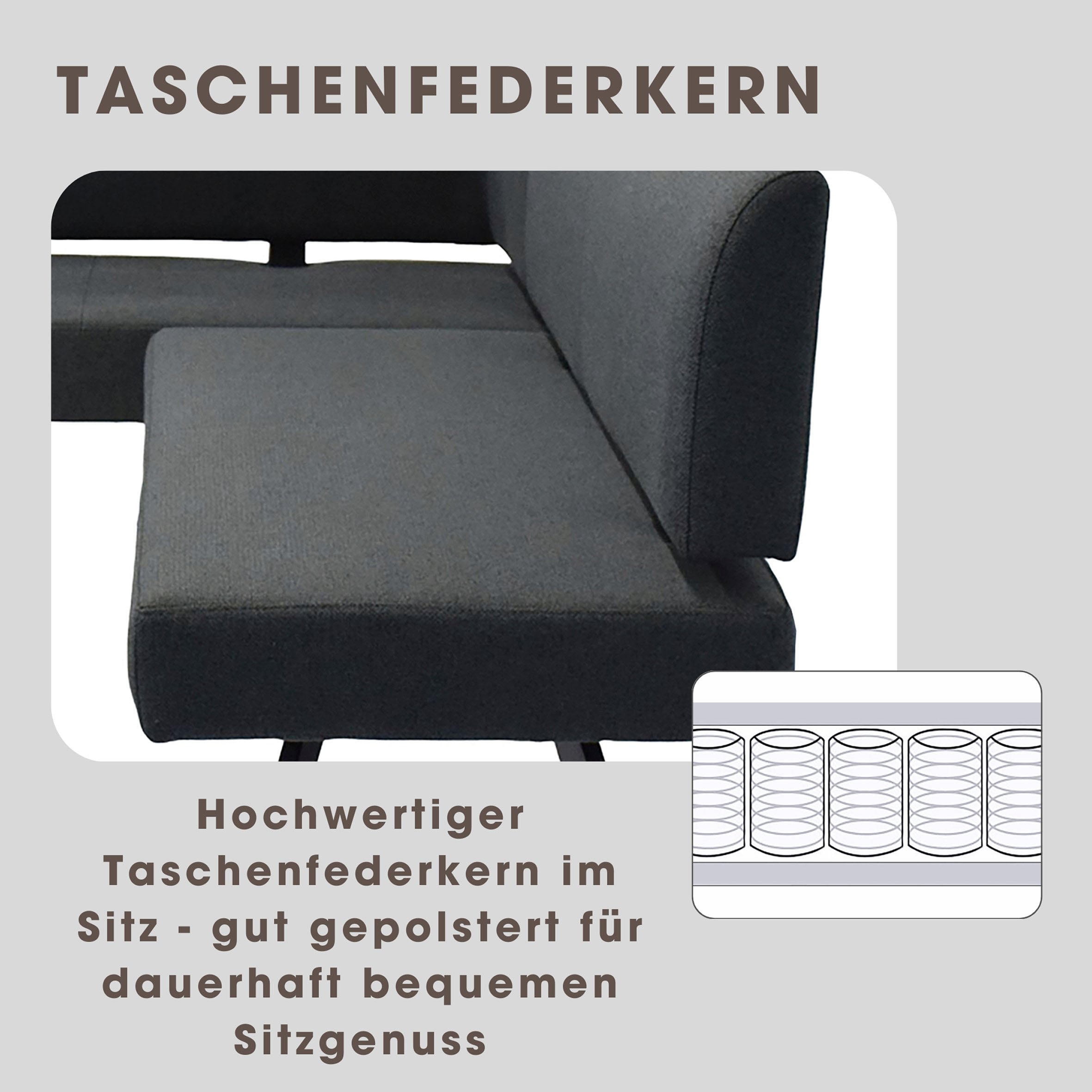 byLIVING Banc d'angle »TORONTO« Webstoff, bis 160 kg, Taschenfederkern, 4-Fussgestell, 3 Sitzplätze