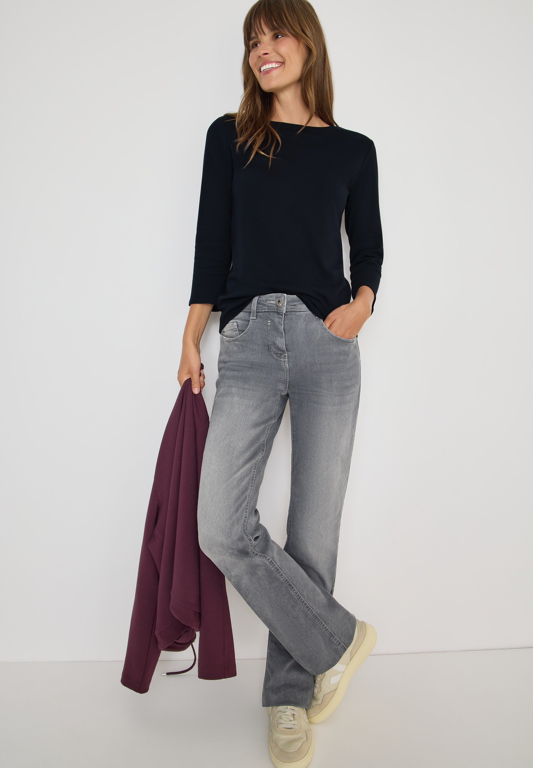 Cecil 3/4-Arm-Shirt , mit U-Boot-Ausschnitt