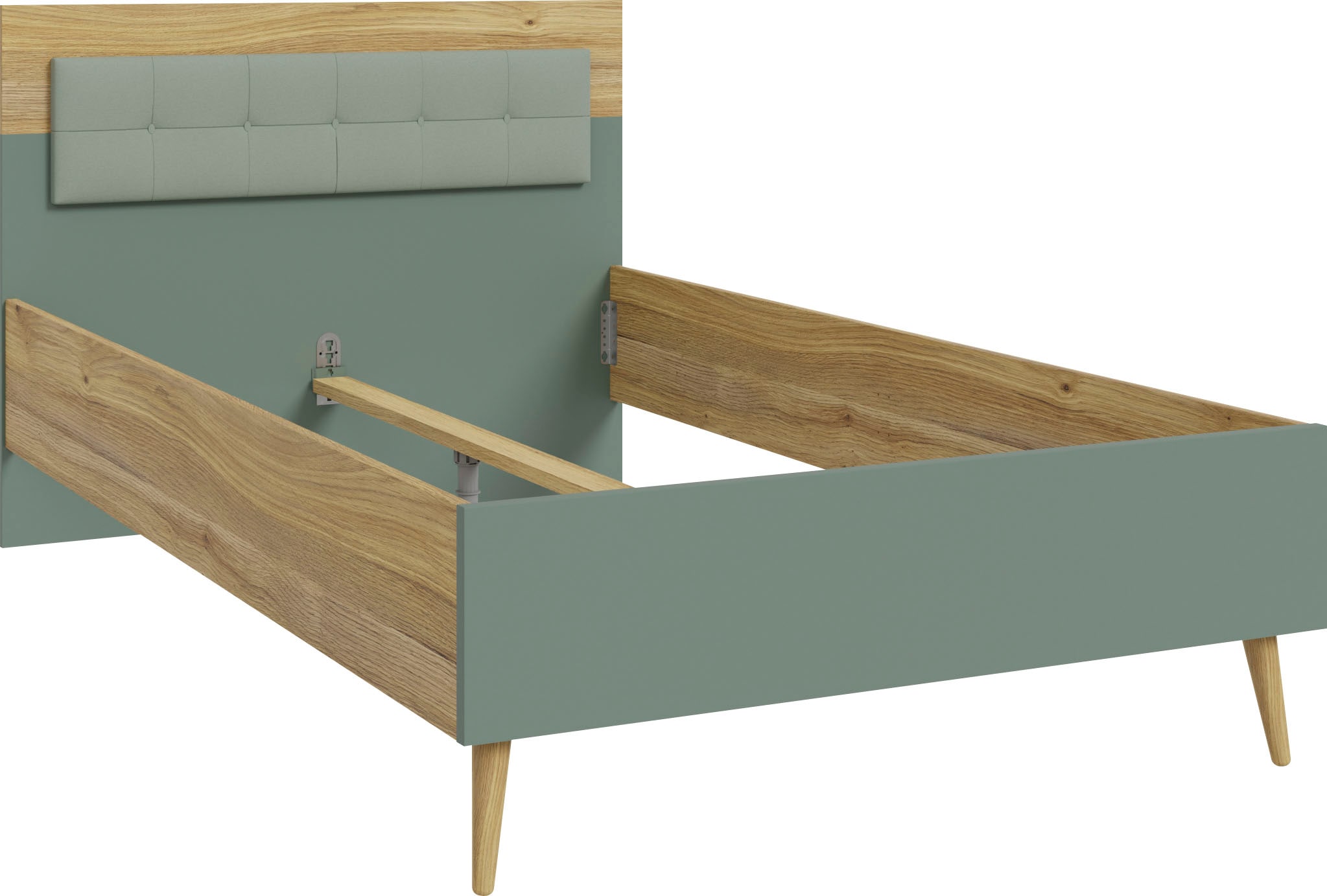FORTE Lit pour adolescents »Kinderbett, Belastbar bis 250KG,« Surfaces de couchage 140x200 cm ou 120x200 cm,  avec appui-tête rembourré