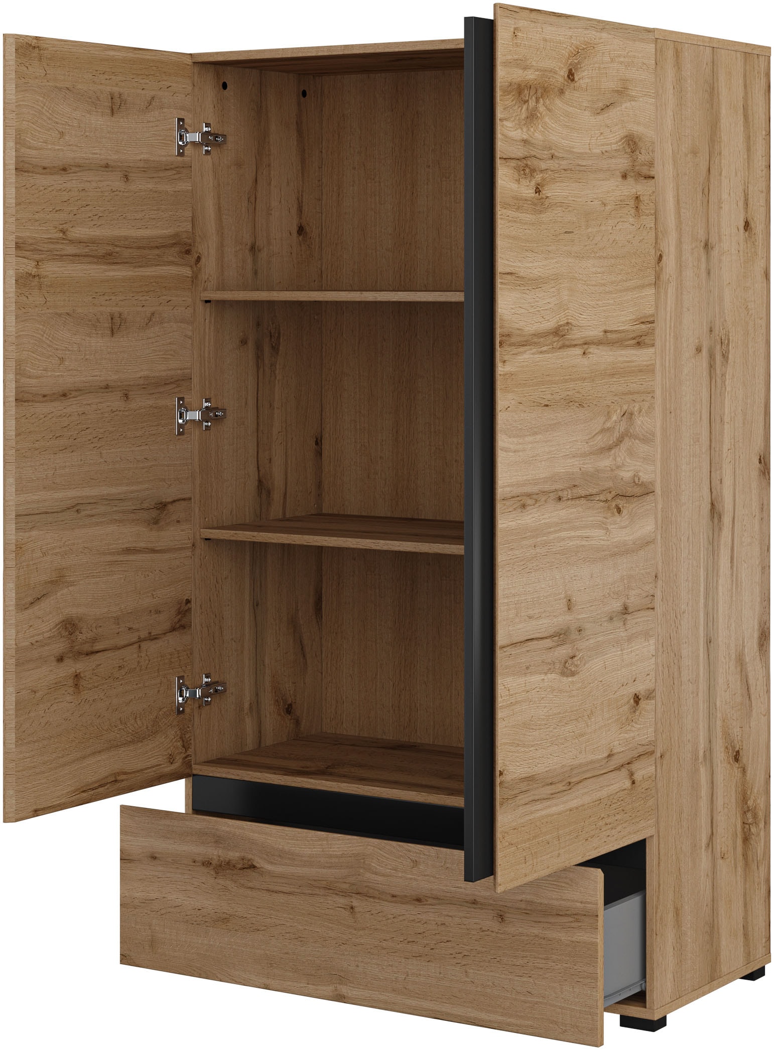 GOODproduct Schlafzimmer-Set »Cross, moderne, grifflose Optik, FSC-zertifiziert« Bett 180x200cm, 2 Nachtkommoden, Schrank 2-oder 4-türig, 4 Stk. tlg. Komplettschlafzimmer-Set