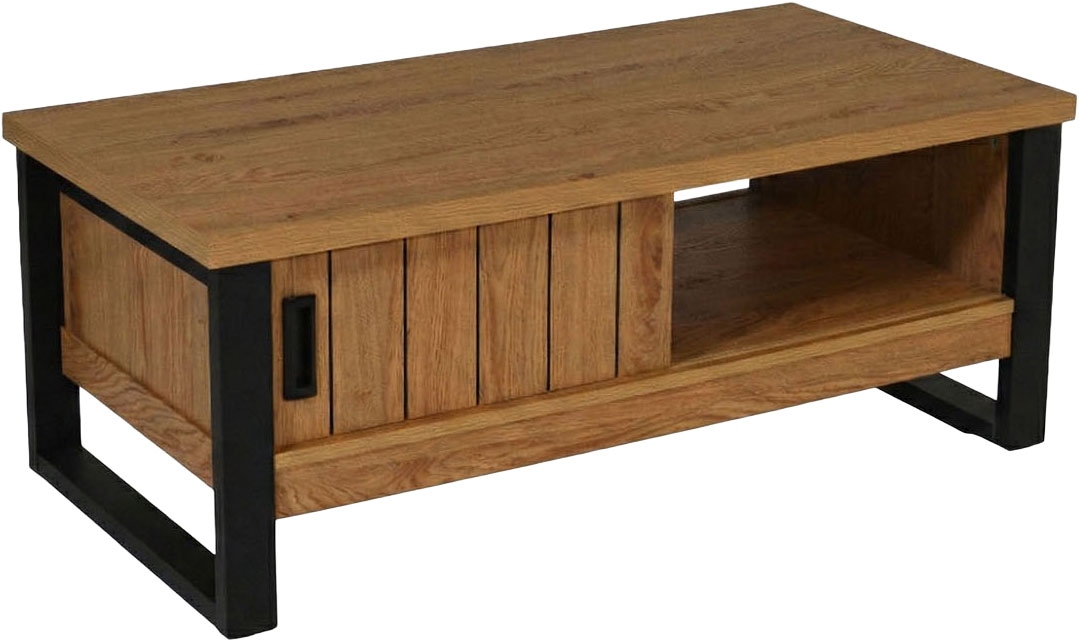 Jahnke Table basse »RIVA COFFEE« table basse avec rangement & portes coulissantes, effet chêne, largeur : 108,5 cm