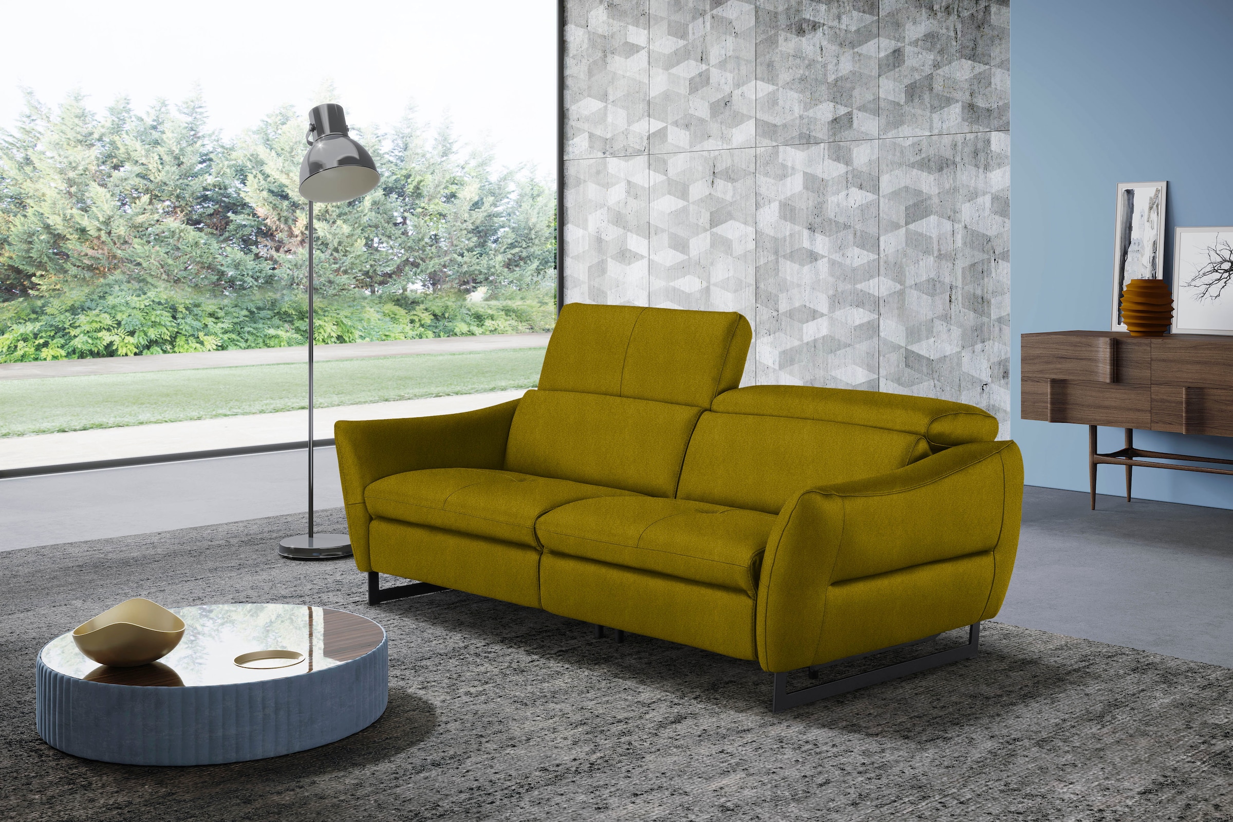 Egoitaliano 2,5-places »Dafne, elegantes Designsofa mit hohem Sitzkomfort« optionnellement avec fonction relax électrique, appuie-tête réglable manuellement