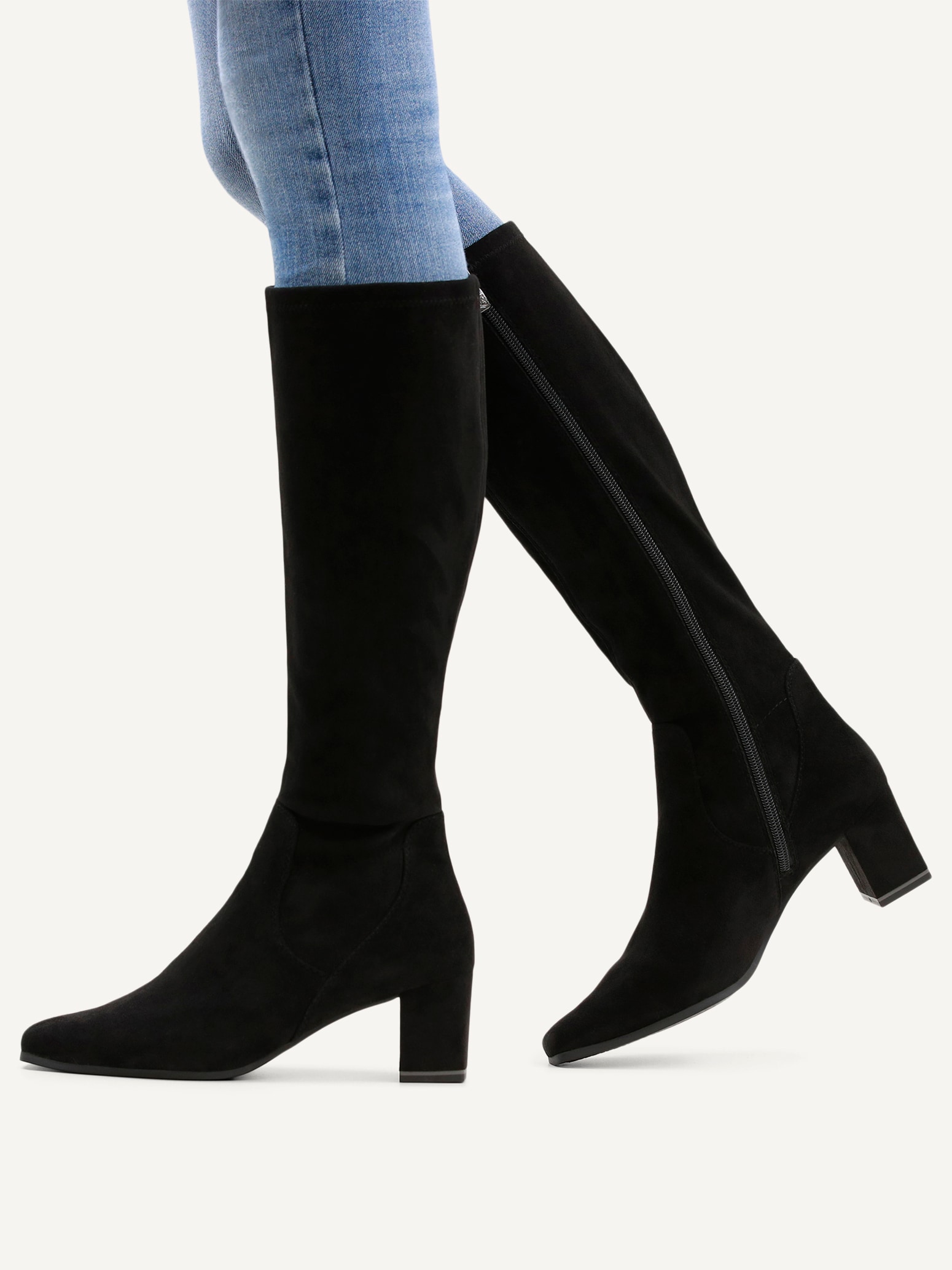 Caprice Bottes  à talon bloc, chaussure de soirée, bottes hautes avec fermeture éclair intérieure