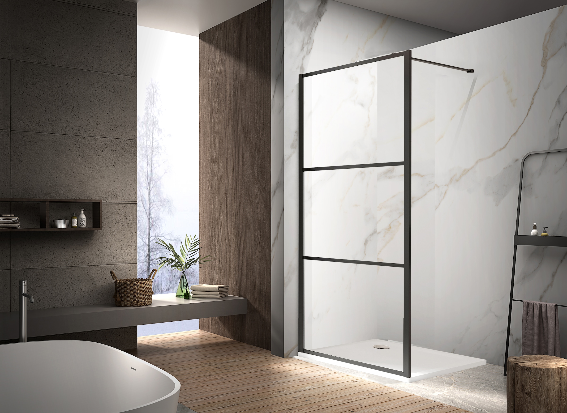 welltime Walk-in-Dusche »Walk In Black Blocks Clear«