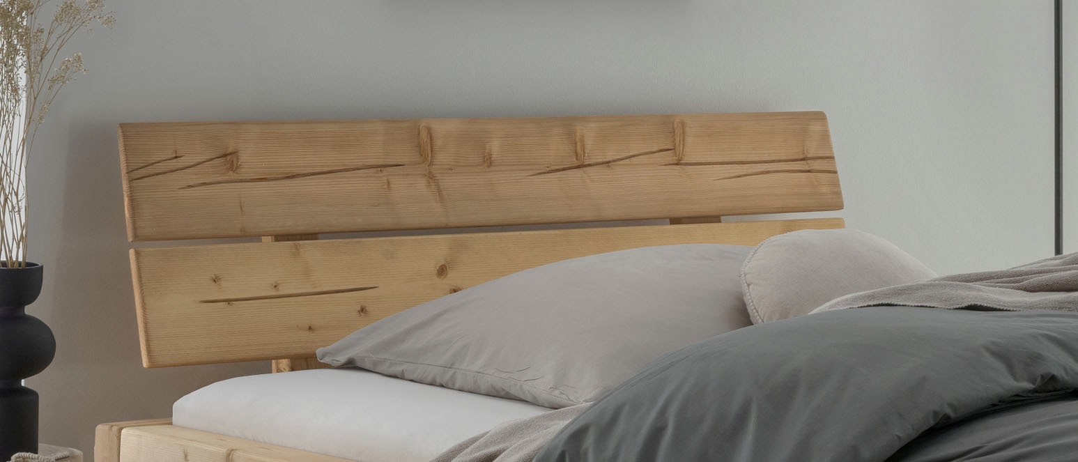 Home affaire Massivholzbett »Ultima Balkenbett Doppelbett, Füsse Metallkufe« hohe Belastbarkeit: 200kg je Seite,  FSC®-zertifizierte Wildeiche oder Fichte, viele Breiten zur Auswahl