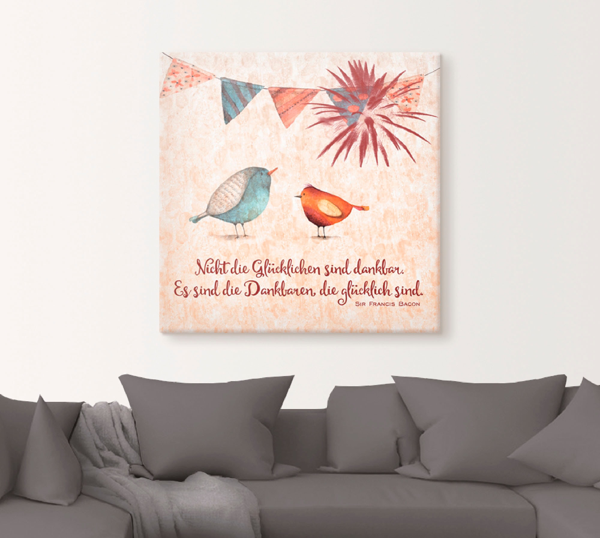 Artland Wandbild »Lebensweisheit Glücklich« Tiere 1 Stk. tlg. als Alubild, Leinwandbild in verschied. Grössen