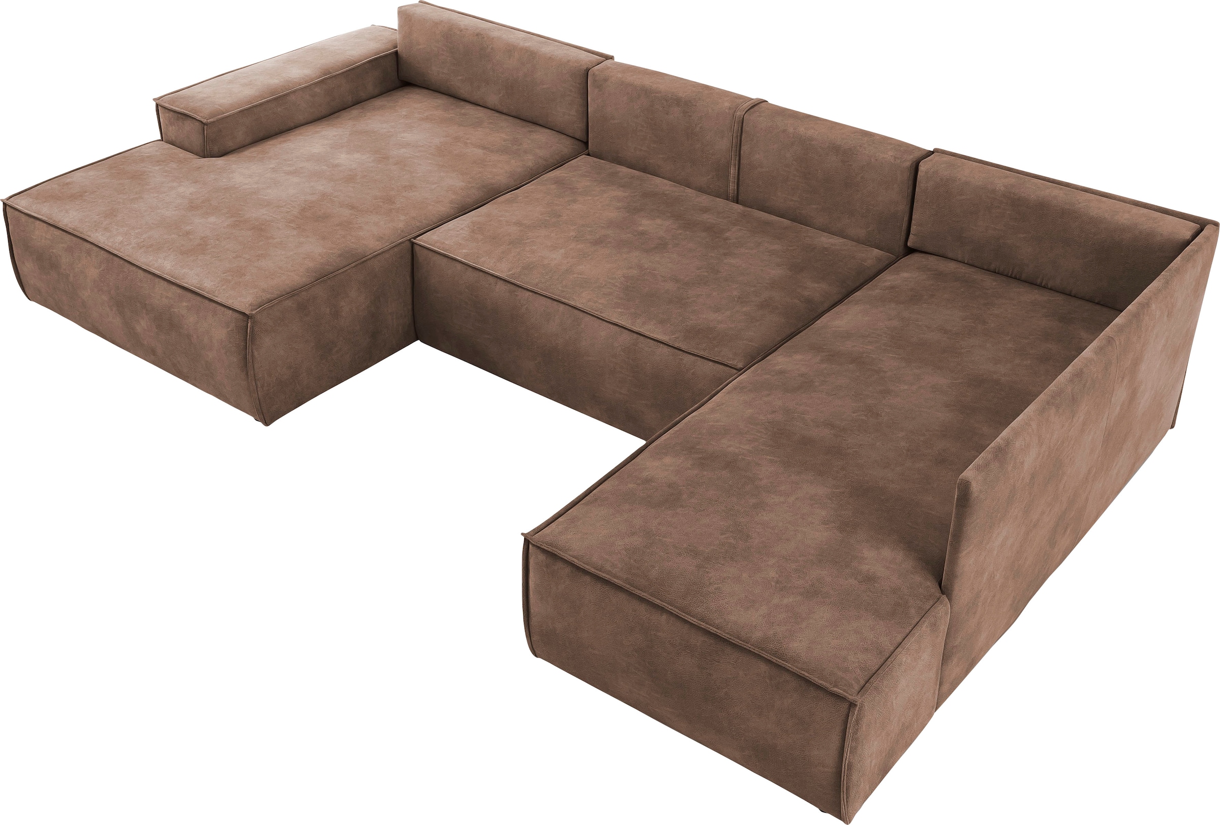 GOODproduct Paysage de salon »SHERWOOD Vintage Lederoptik U-Form, 329 cm« Fonction couchage avec coffre-lit (194x139 cm), velours côtelé, vintage, velours