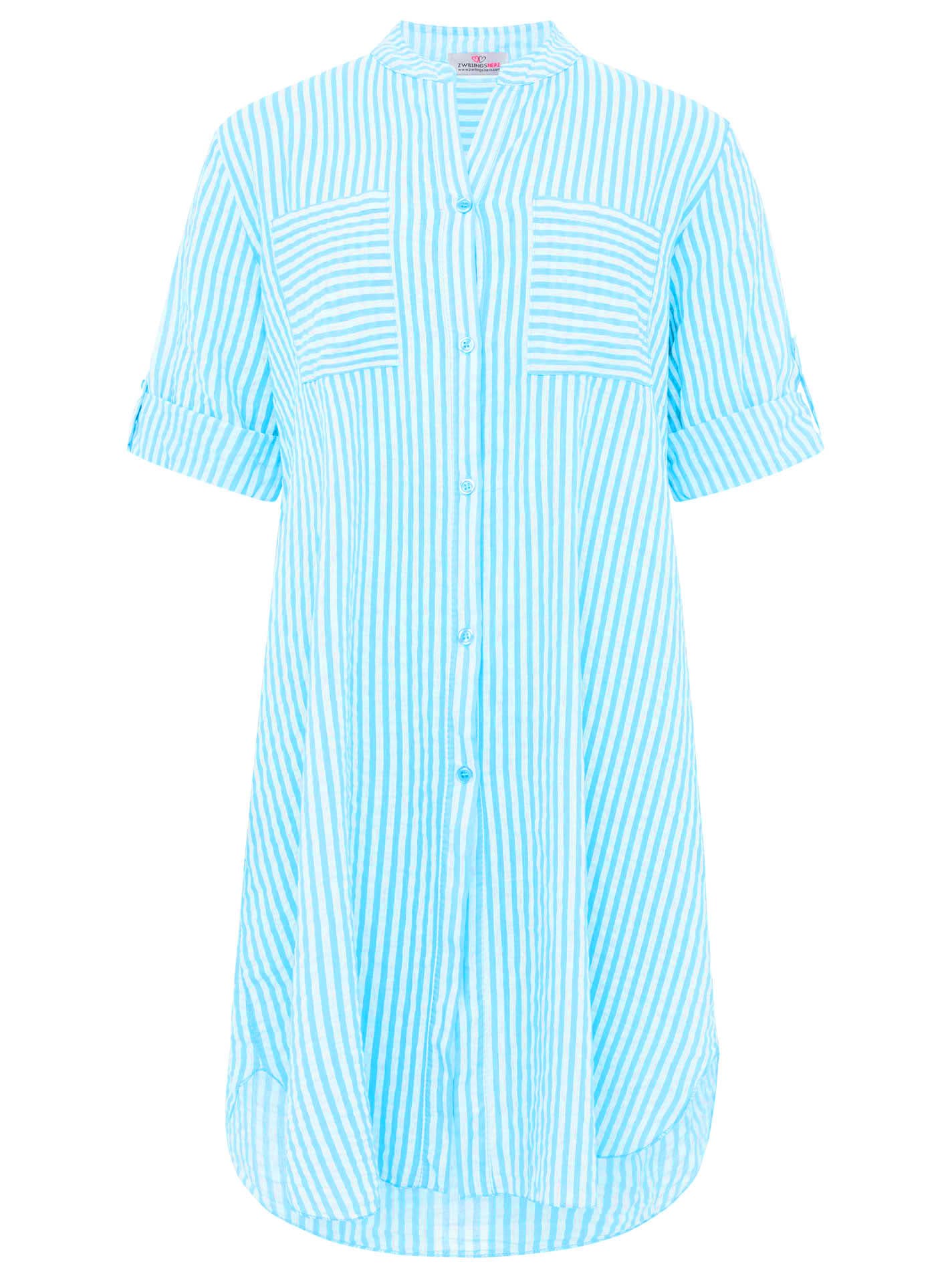 Zwillingsherz Chemisier long »"Kida"« One Size, Streifen, Knopfleiste, Brusttaschen, 3/4-Arm