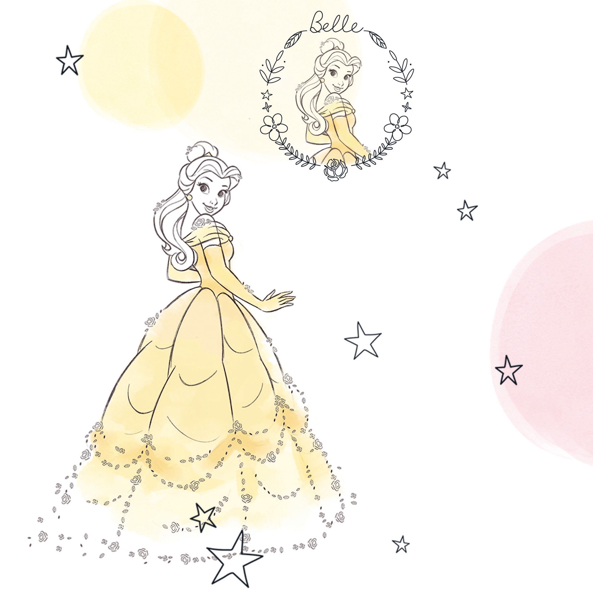 Komar Papier peint intissé »Princess Pretty Pastel« imprimé lisse rouleau de 53 x 1005 cm