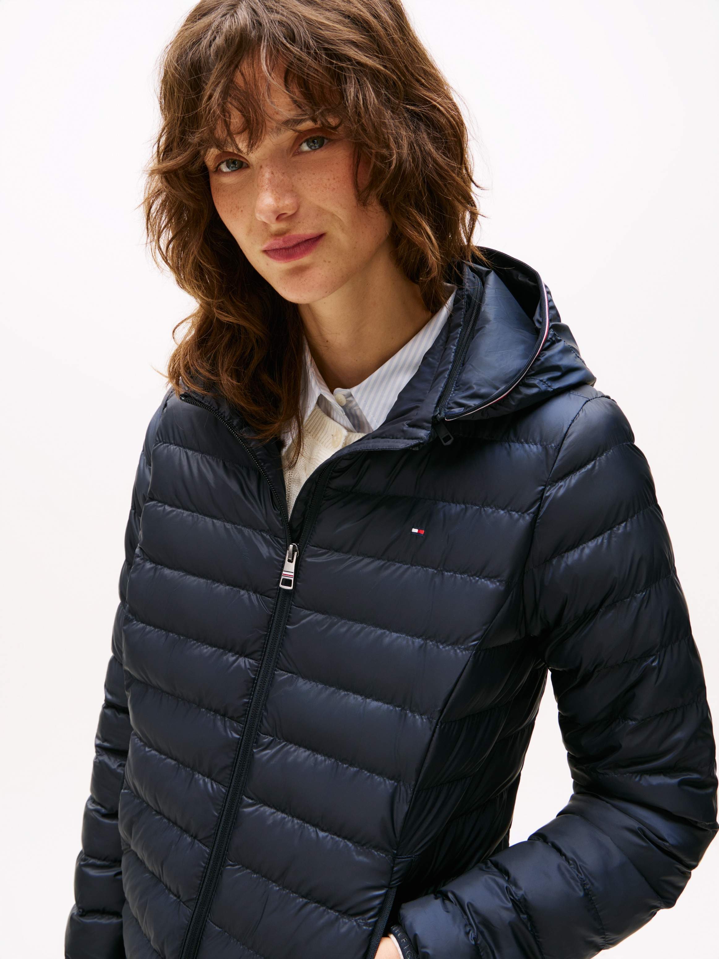 Tommy Hilfiger Veste matelassée »LW PADDED GLOBAL STRIPE JACKET« Série Global TH WOMEN,  avec capuche capuche sportive avec Global Stripe