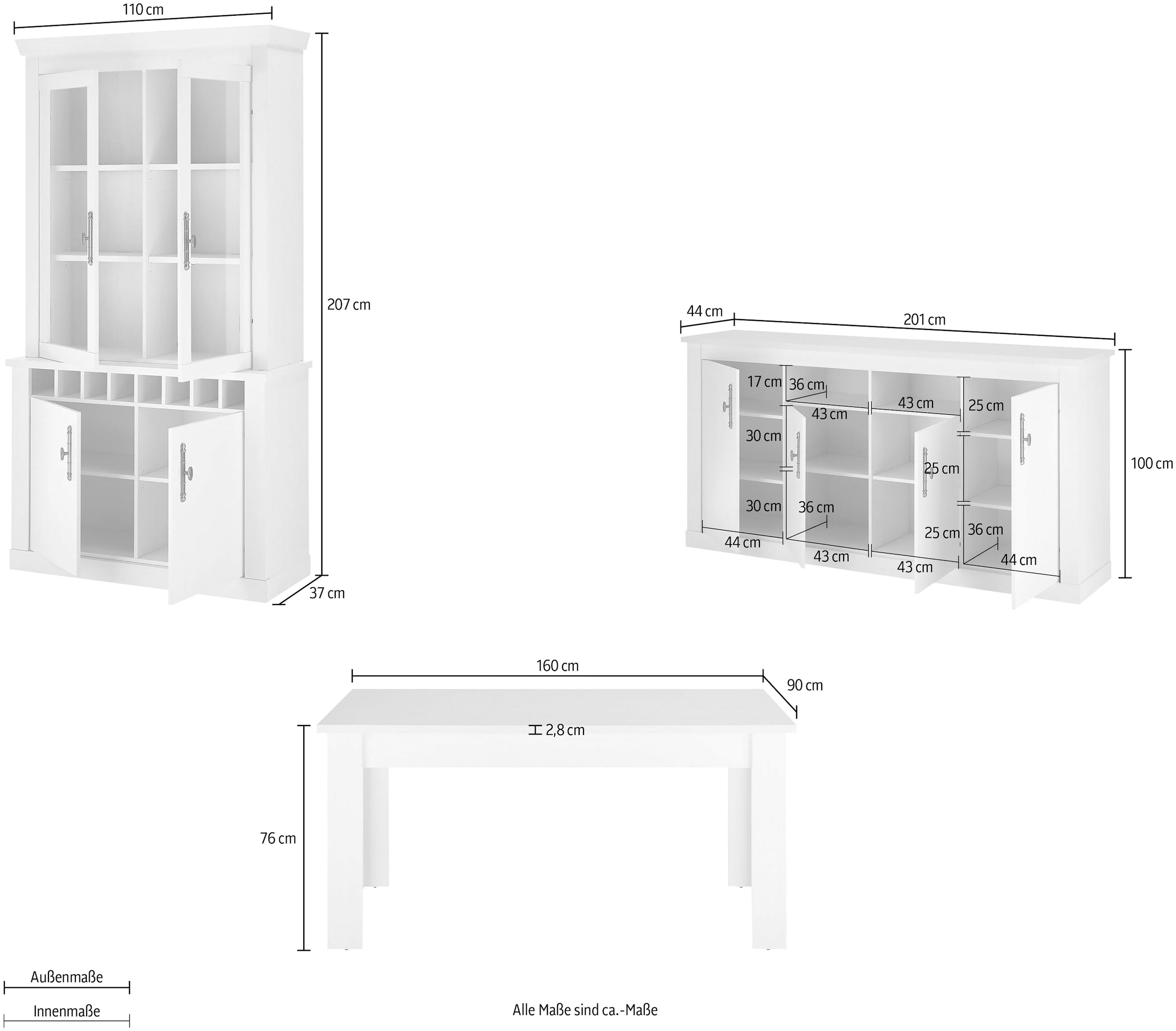 Home affaire Meuble mural »RAVENNA« 3 cuis tlg.