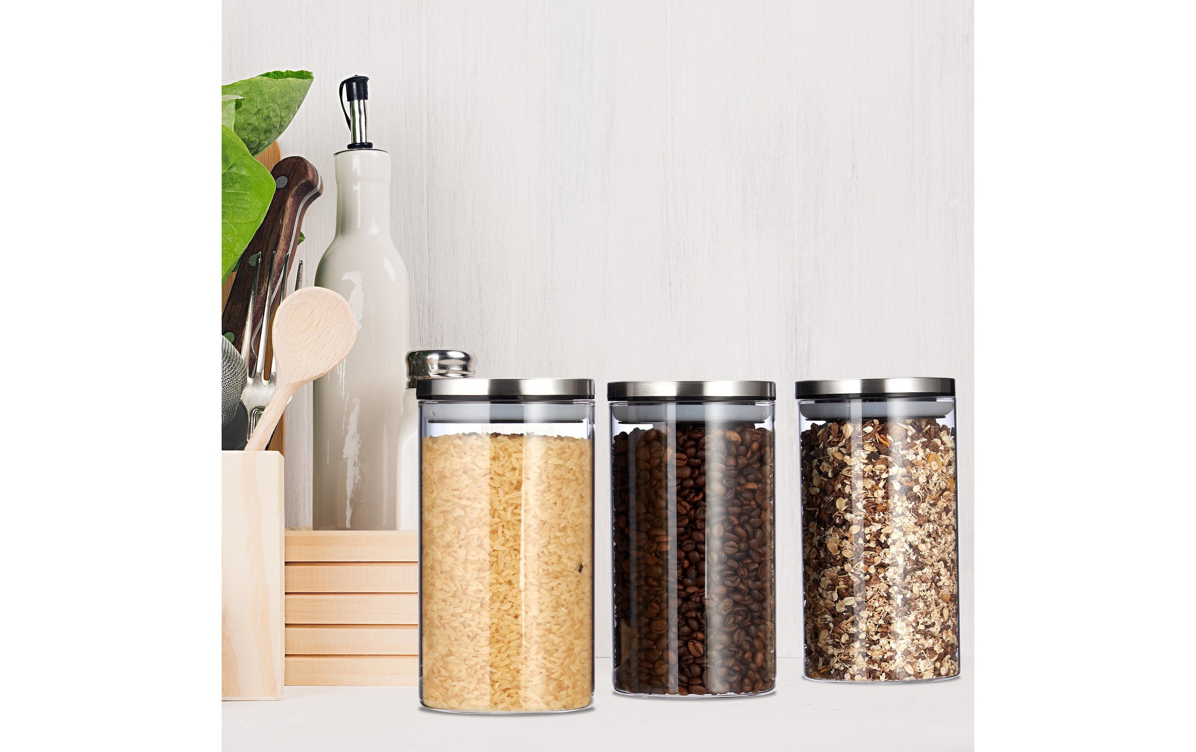 relaxdays Bocal à provisions »1 l« compatible lave-vaisselle