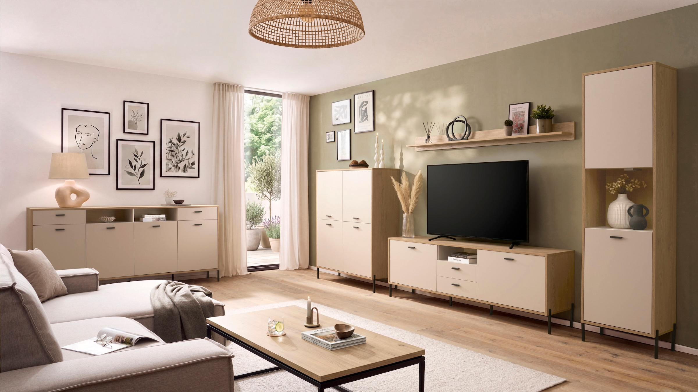Home affaire Meuble mural »Fredericia, moderne Anbauwand, Komplettset in Kaschmir« Ensemble, 4 cuis tlg.