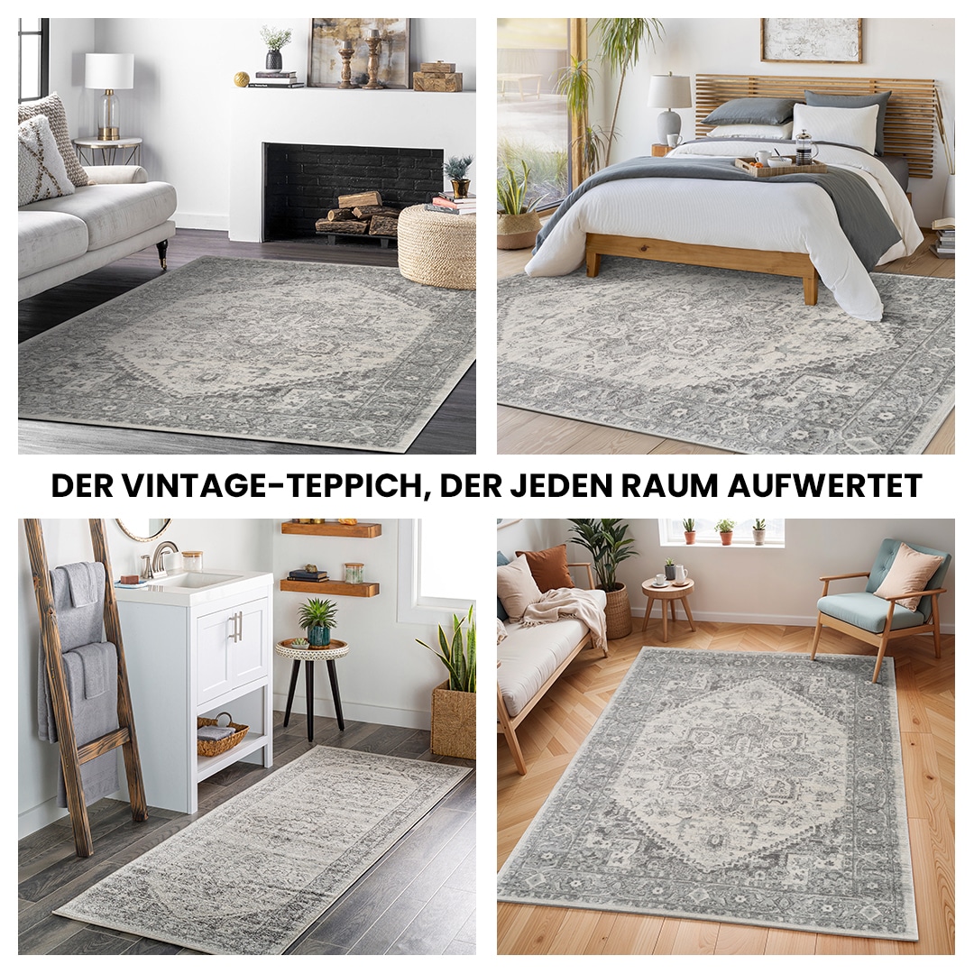 Livabliss Teppich »MENDOZA« rechteckig 8 mm Höhe Vintage Orientteppich, Kurzflor Boho Wohnzimmerteppich, Läufer