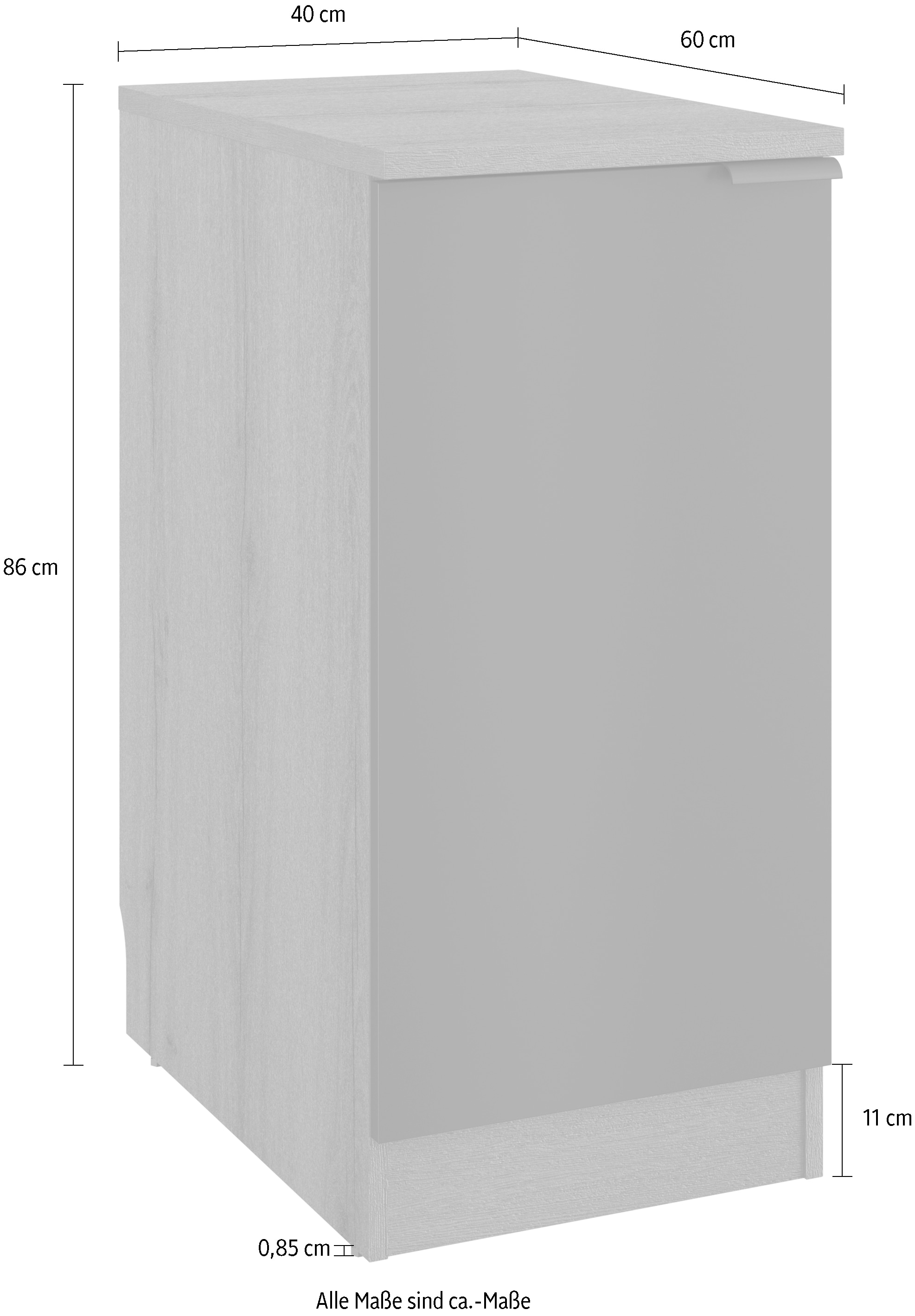 Gami Unterschrank »Eden Küche Unterschrank B.40 1 Tür« 1 Stk. tlg. Unterschrank 1-türig Breite 40 cm