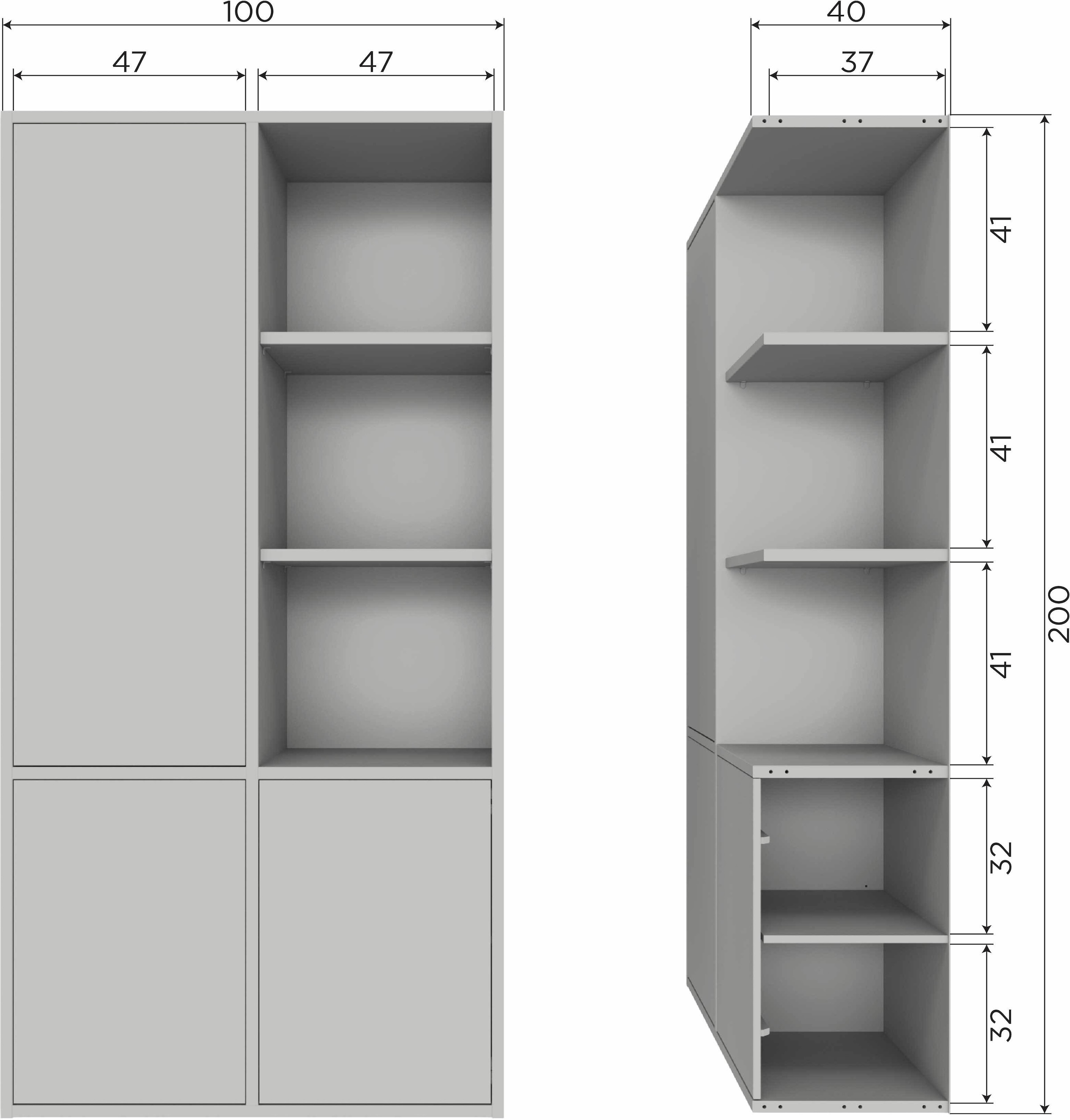 WOOOD Mehrzweckschrank »Merel FSC® Massivkiefer und Druckmechanismus B 100 x T 39,5 x H 200 cm« Tragkraft 10 kg pro Einlegeboden, einfach zu montierbar, Pfleigleicht