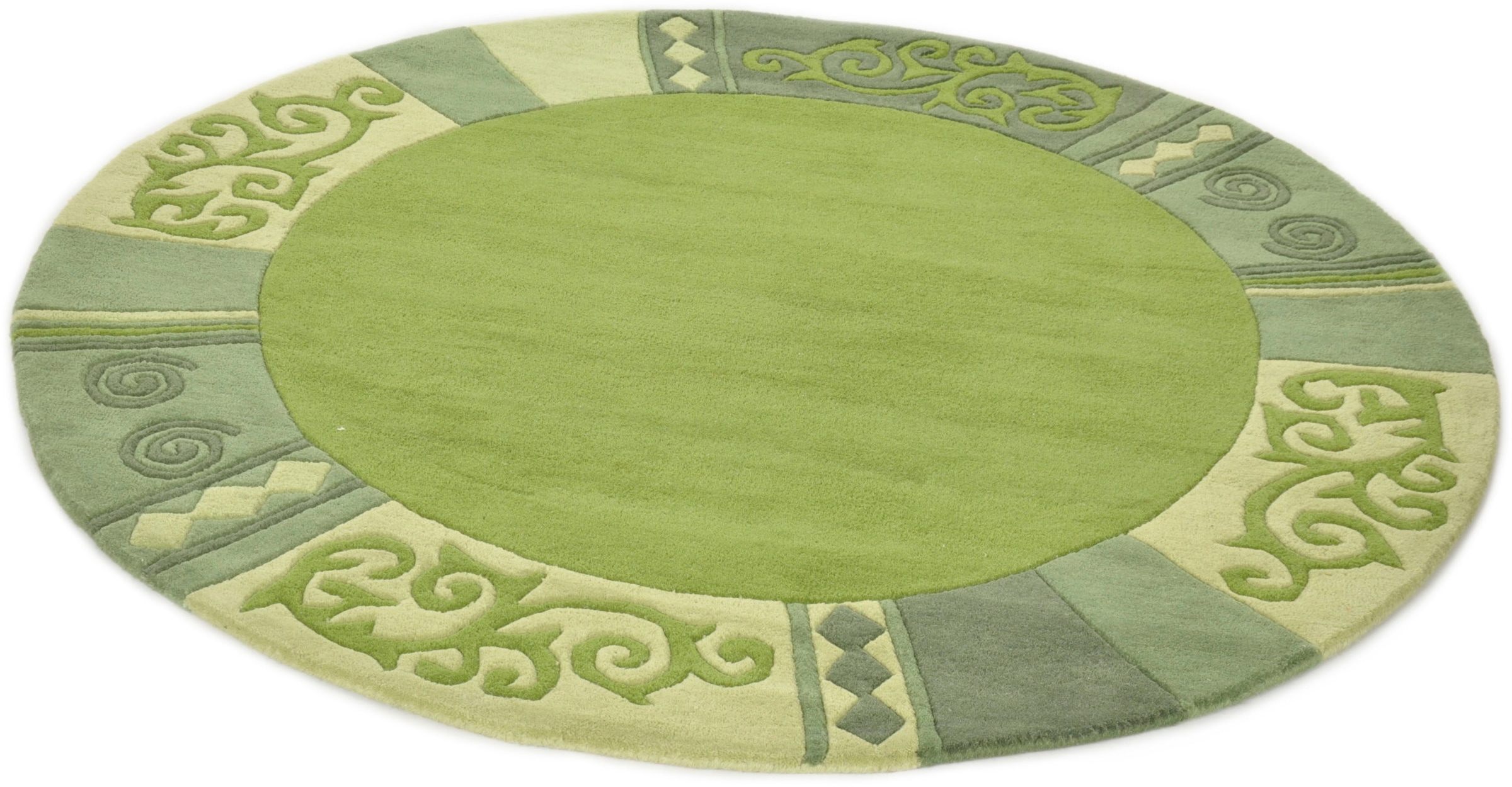 THEKO Wollteppich »Ambadi« rund 14 mm Höhe reine Schurwolle, handgetuftet, mit Bordüre, modern