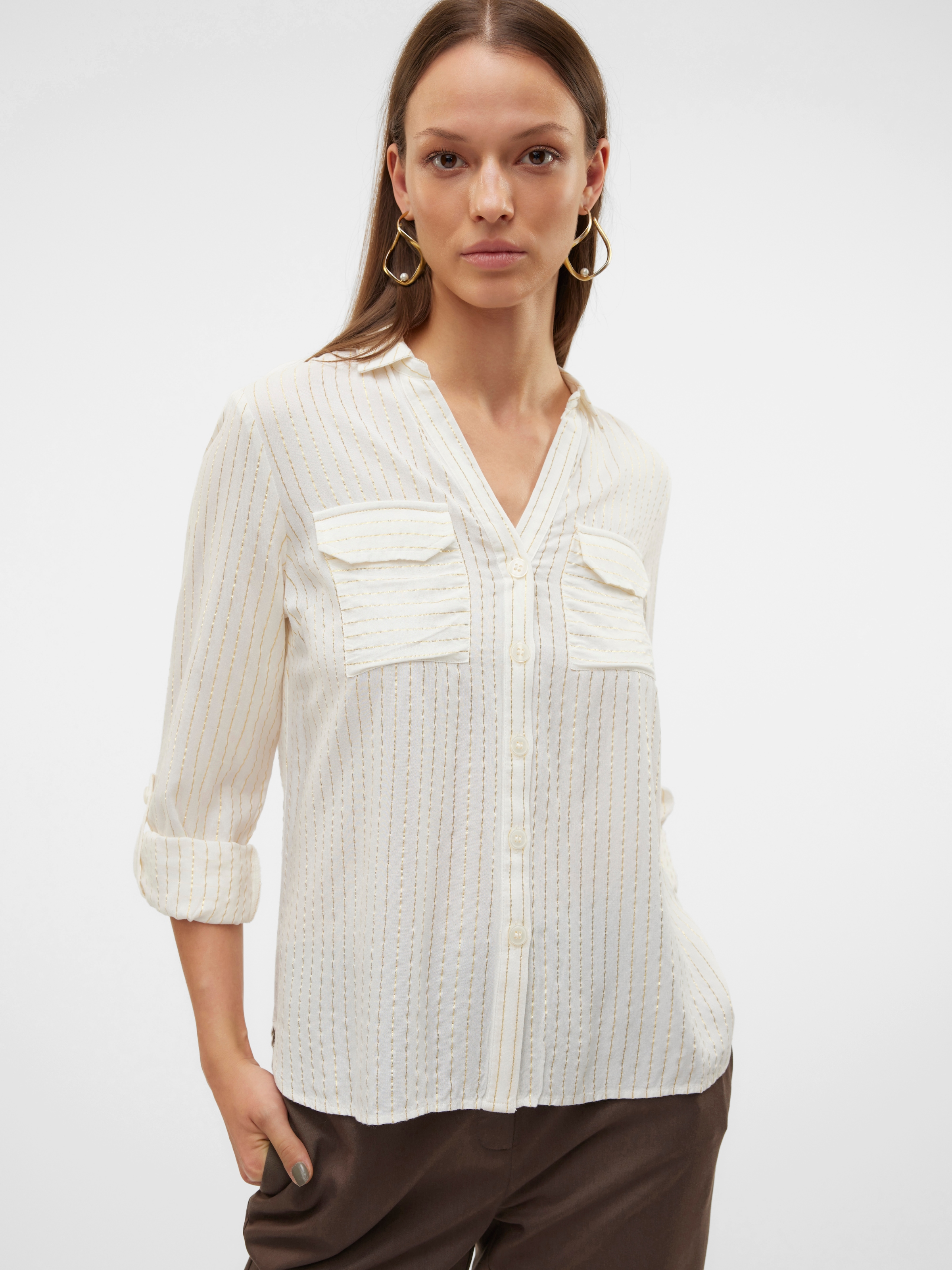 Vero Moda Blouse chemise »VMBUMPY LS GLITTER SHIRT WVN GA NOOS« mit Glitzereffekt