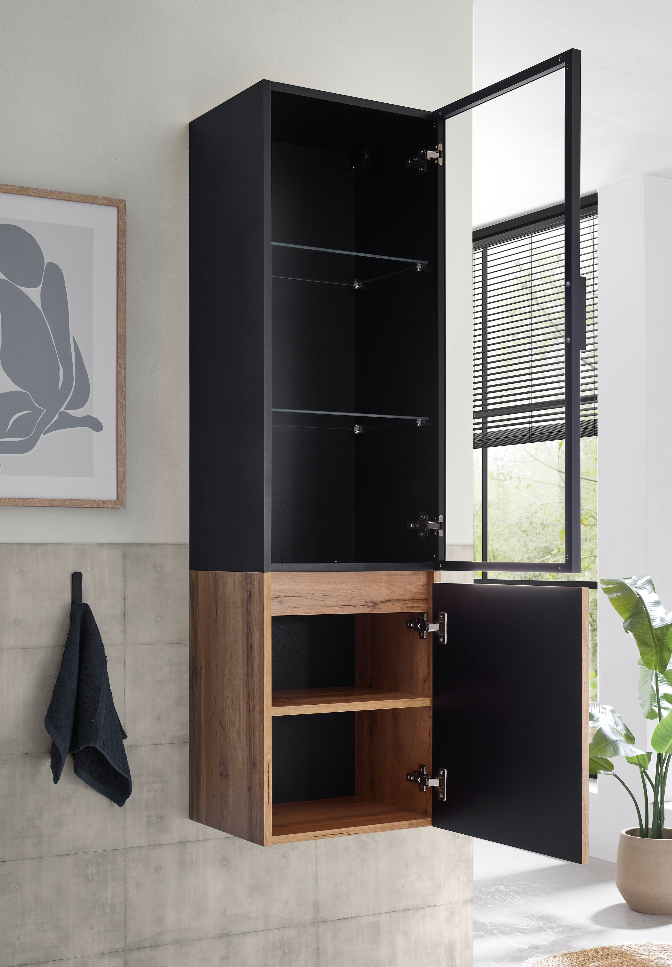 BASIC by Balculina Hochschrank »Loris BxHxT 40x140x32 cm« 1 Stk. tlg. Breite 40cm, Softclose, Glastür
