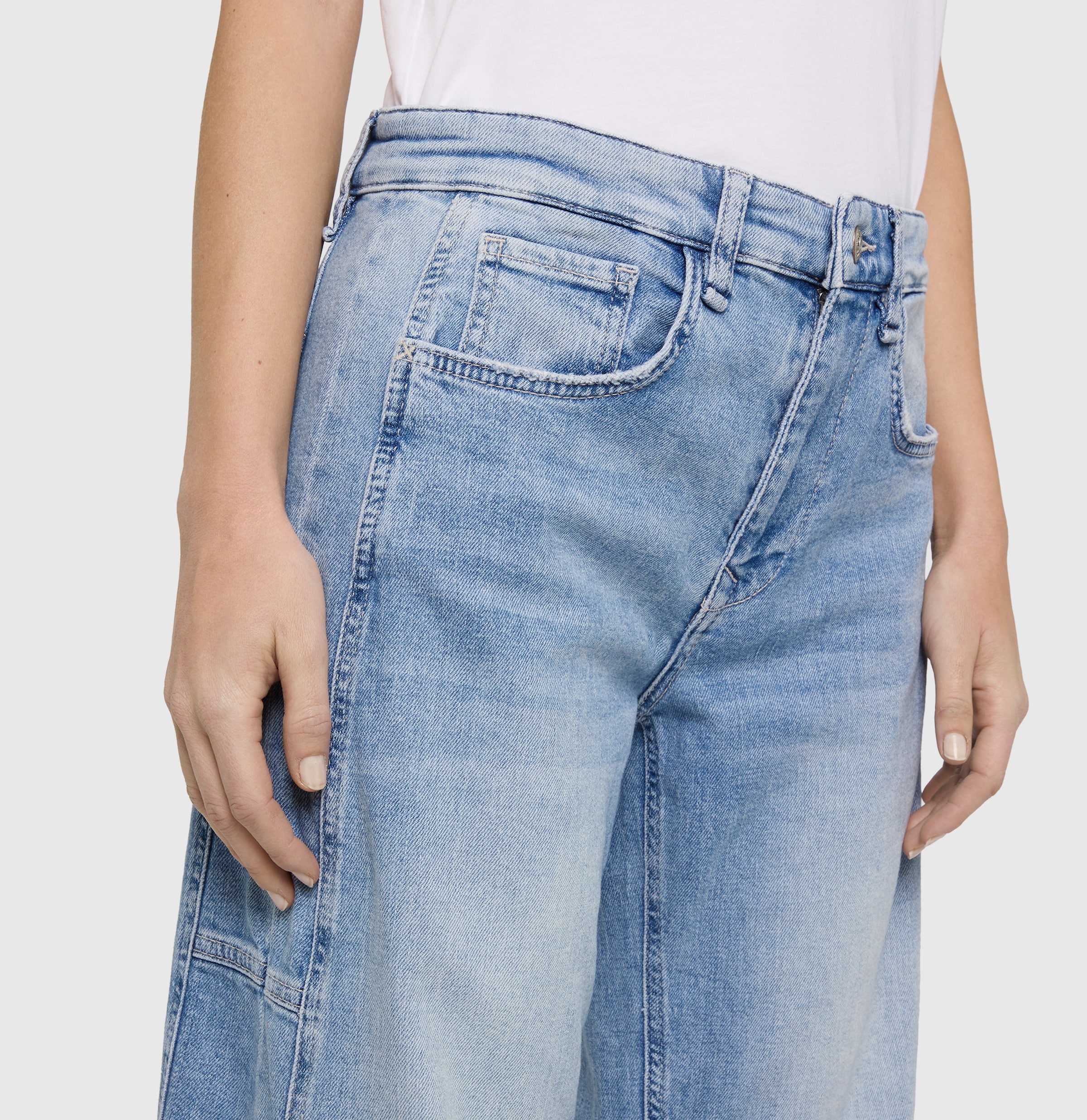 MAC Jeans à 5 poches »OHIO Barrel« coupe Barrel Fit, détail couture au niveau des genoux