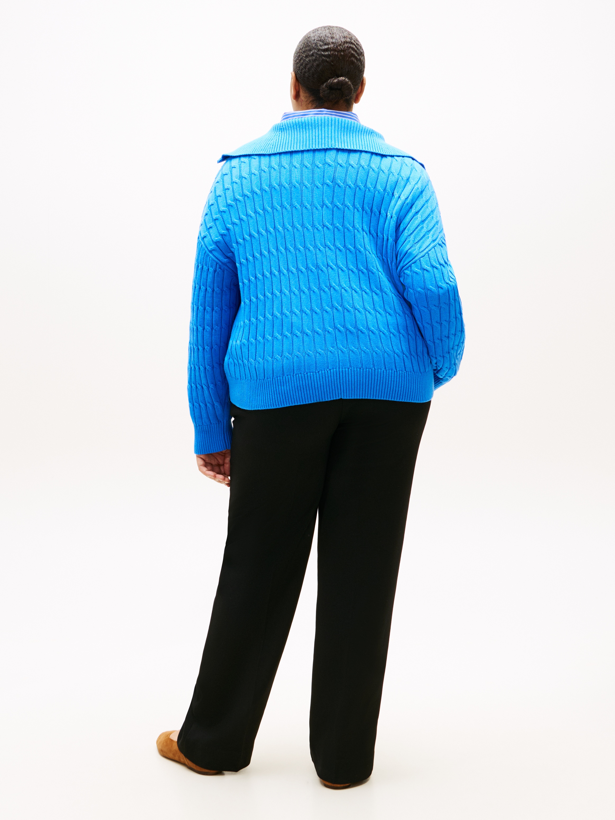 Tommy Hilfiger Curve Troyer »CRV CO CABLE MID GG 1/2 ZIP SWT« in grossen Grössen, mit Zopfmuster