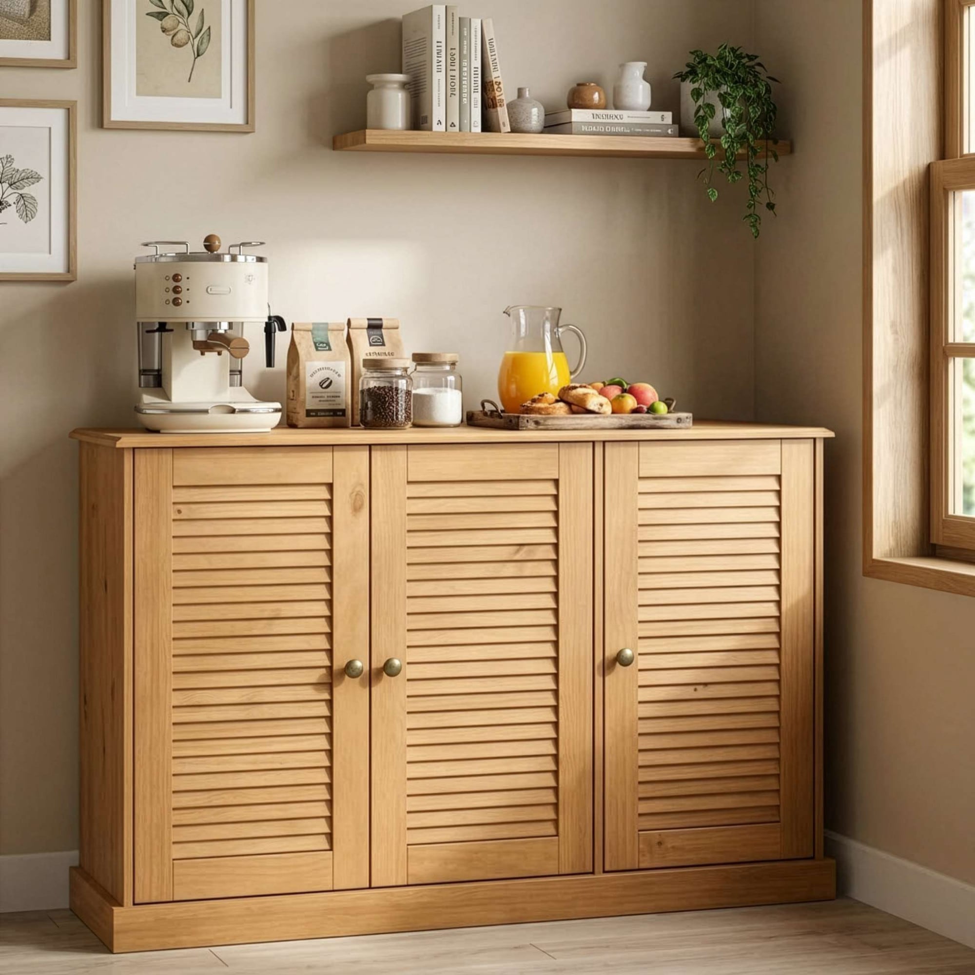 GOODproduct Sideboard »Turia, mit Lamellentüren« Kommode aus massivem Kiefernholz, FSC®, Breite 125 cm