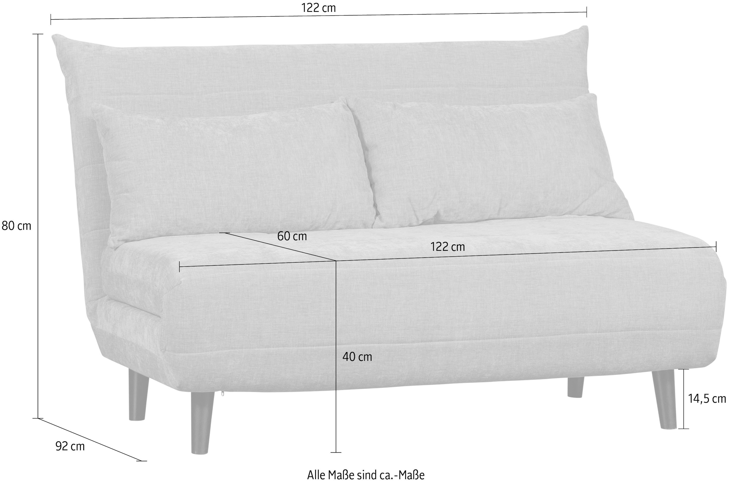 WOOOD Schlafsofa »Xem Chenille-Bezug gewebt mit Schlaffunktion, H 80 x B 122 x D 92 cm« Liegefläche 188 cm, Tragkraft 140 kg, Maximale Verschleissfestigkeit
