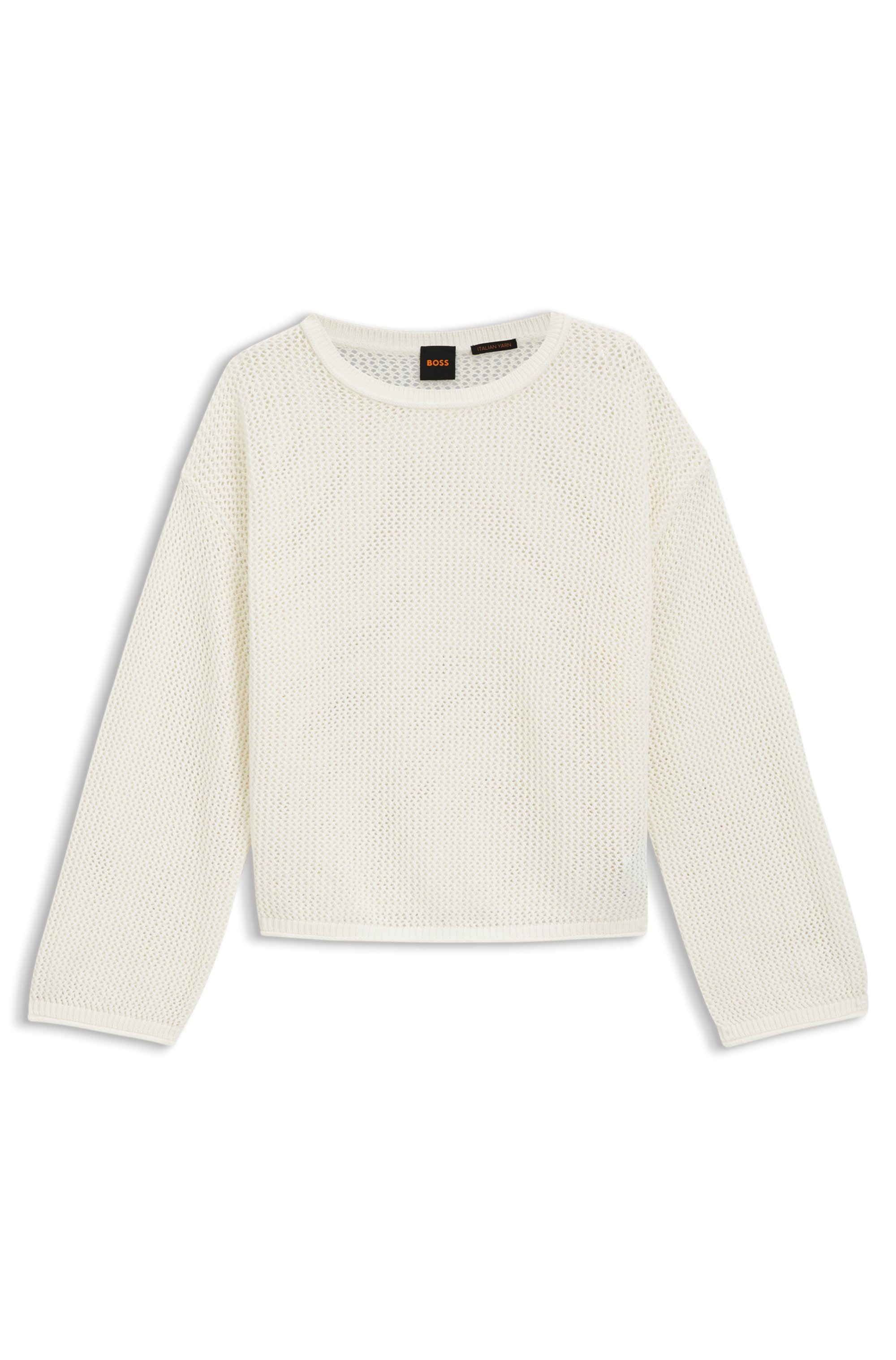 BOSS ORANGE Strickpullover »Farde Premium Damenmode« in Mesh-Struktur, Relaxed Fit