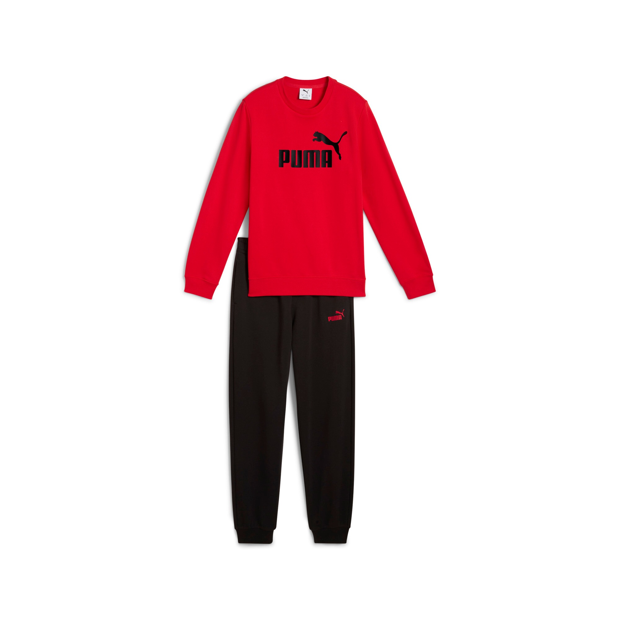 PUMA Combinaison d'entraînement »ESS NO.1 LOGO CREW SWEAT SUIT TR B« 2 cuis pour adolescents, col rond, avec bords côtelés