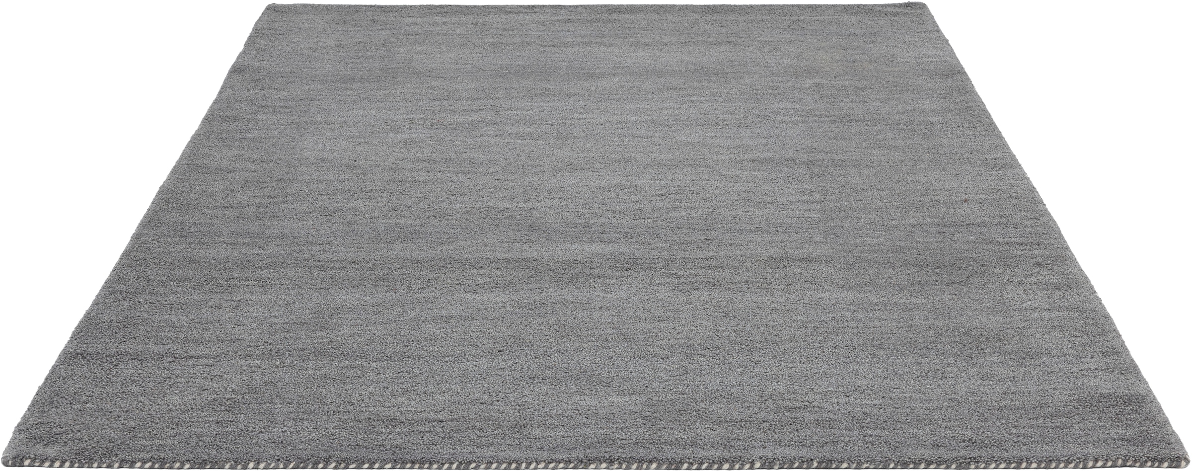 THEKO Tapis en laine »Gabbeh Uni, Handgefertigt, meliert, auch als Läufer erhältlich, Wolle« Rectangulaire 14 mm Höhe Schlafzimmer, Wohnzimmer, Esszimmer, auch als Läufer oder rund