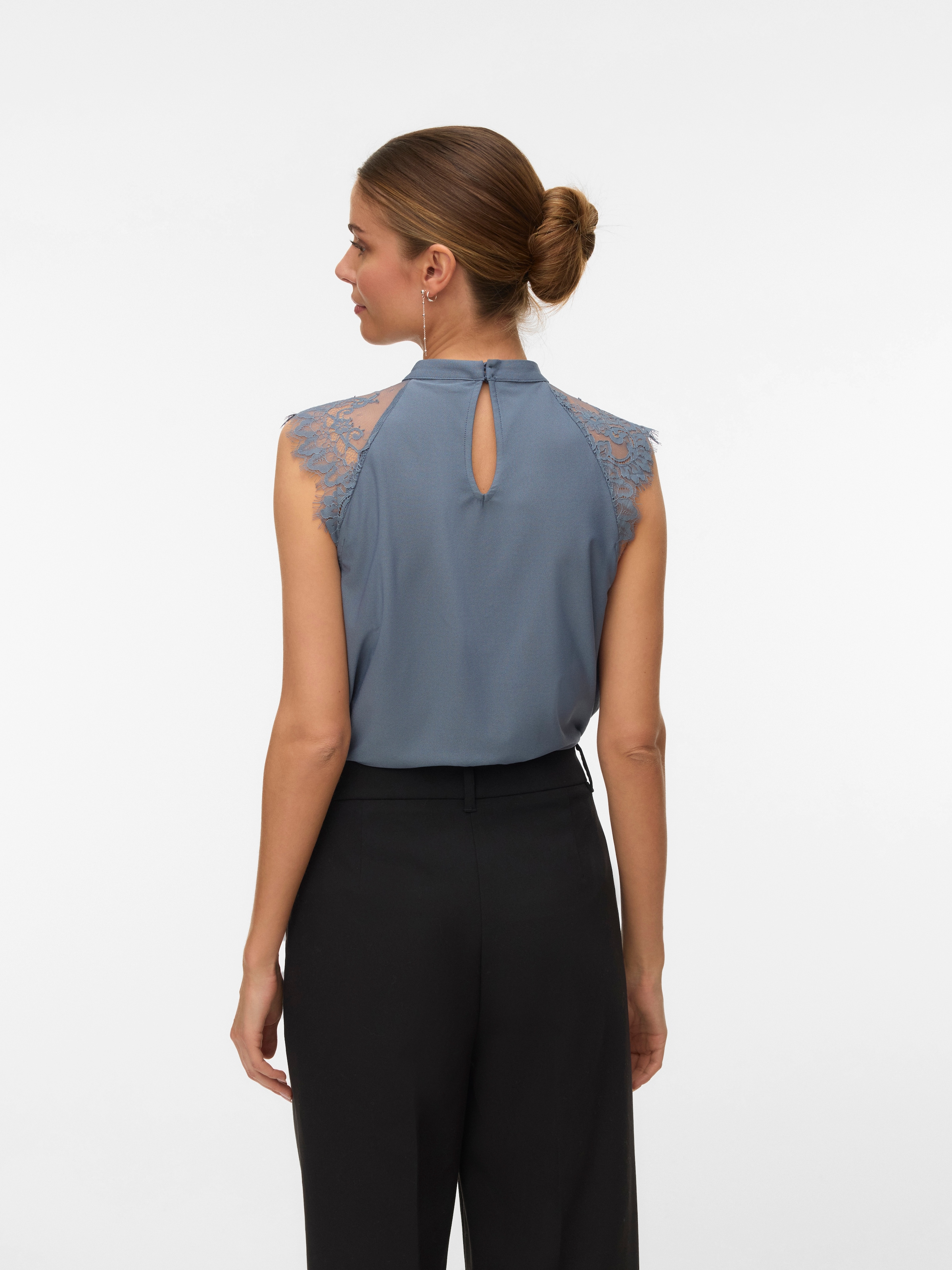 Vero Moda Spitzentop »VMMILLA SL LACE TEE« Materialmix, regular fit