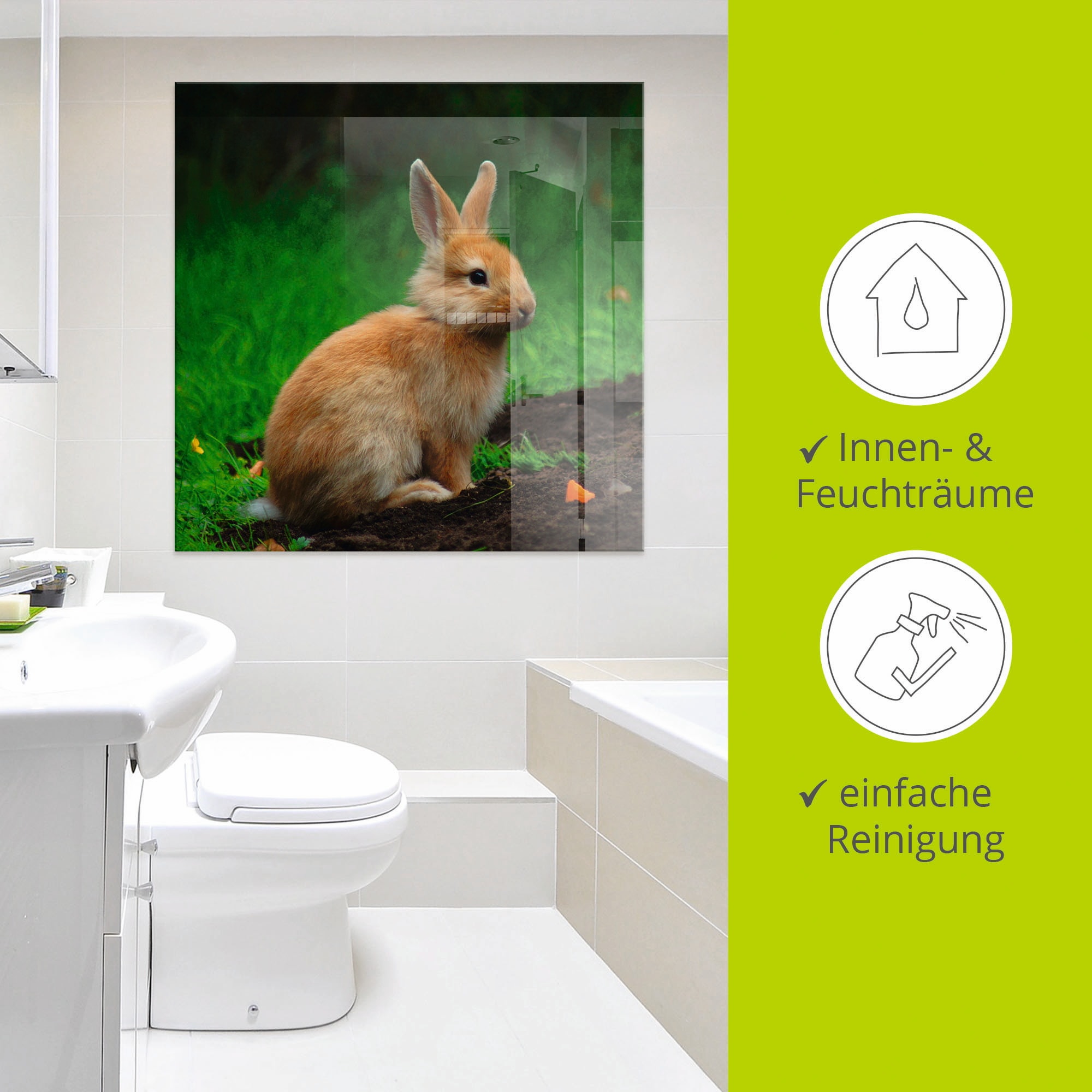 Artland Tableau en verre »Zwergkaninchen im Grünen« 1 cuis tlg. in verschiedenen Grössen