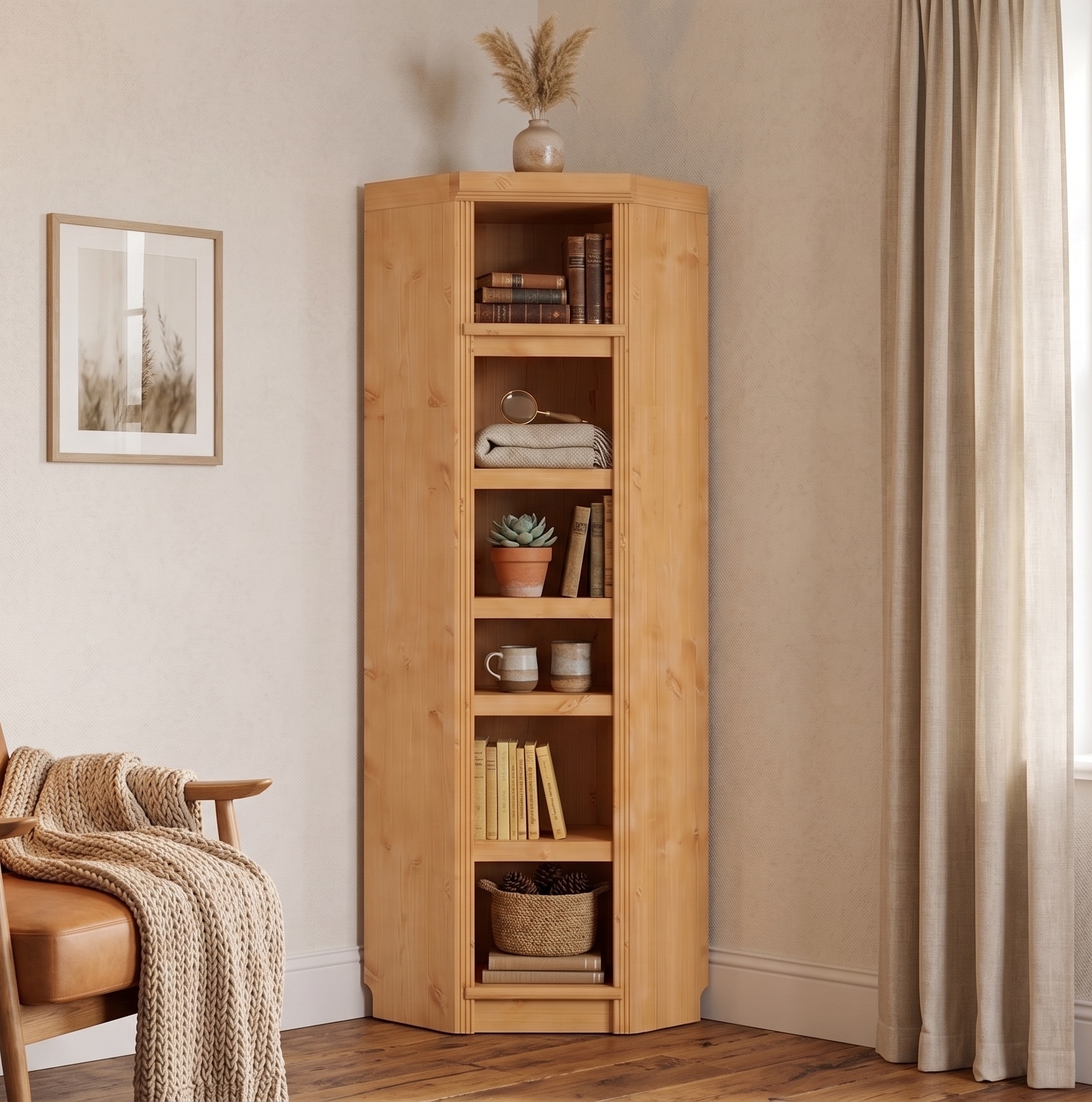 GOODproduct Étagère d'angle »Soeren Regal Höhe 220 cm, massive Kiefer, FSC®-zertifiziert« adapté aux étagères Soeren d’une profondeur de 29 cm