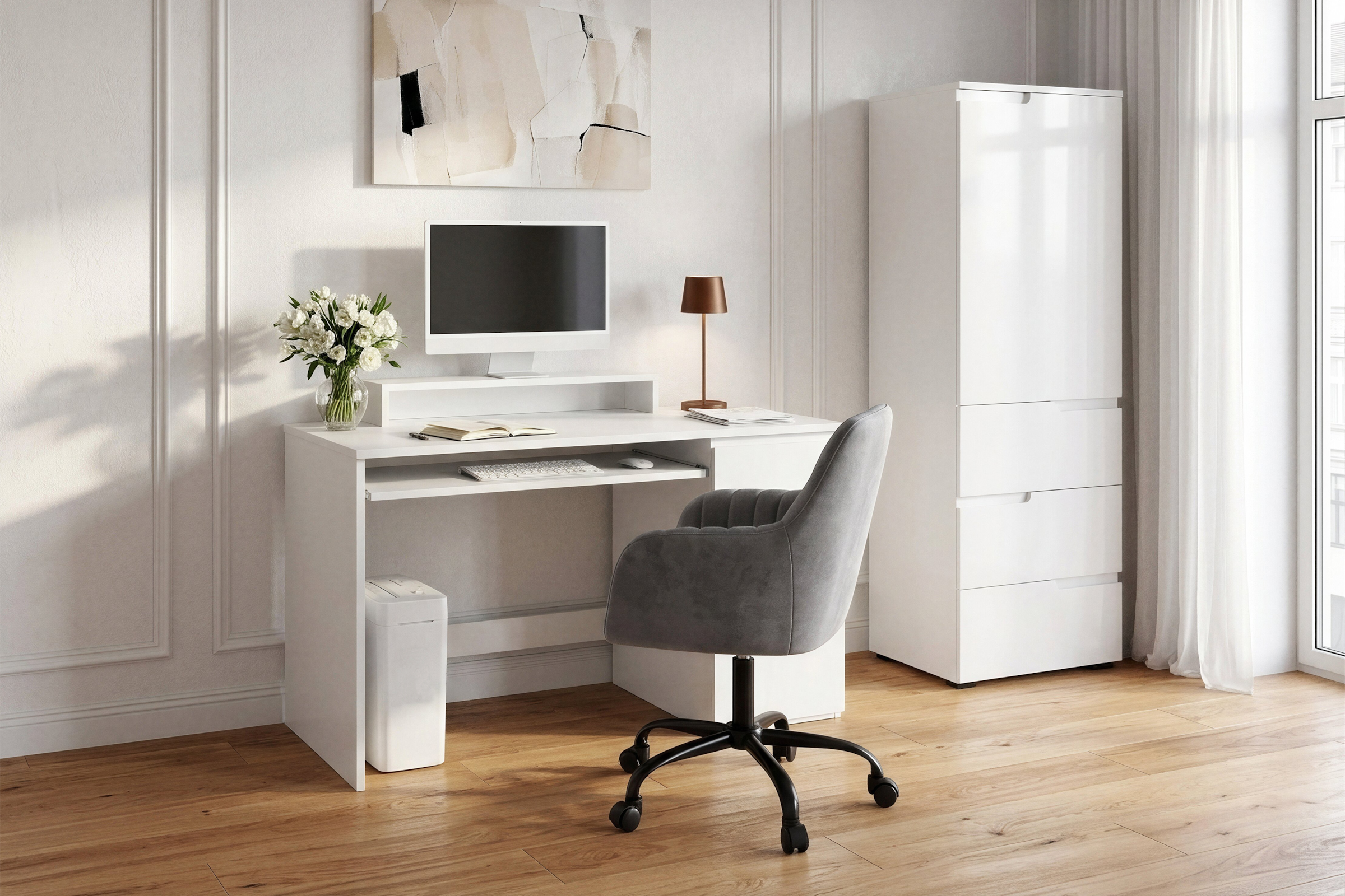 GOODproduct Schreibtisch »Jarvie« mit Tastaturauszug, mit Monitoraufsatz, mit Schublade