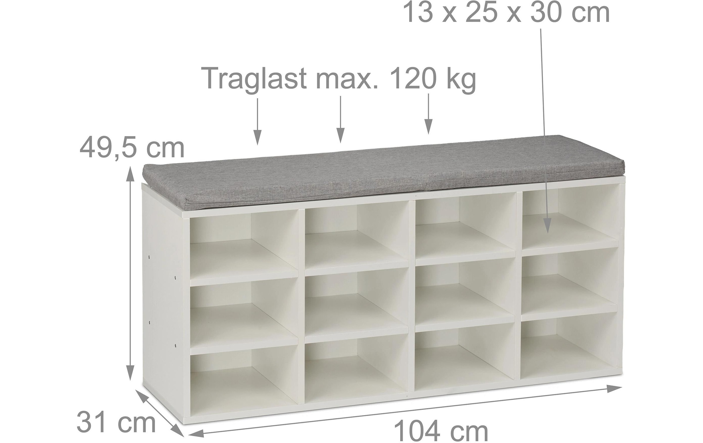 relaxdays Schuhschrank »mit Sitzfläche mit 12 Fächern«