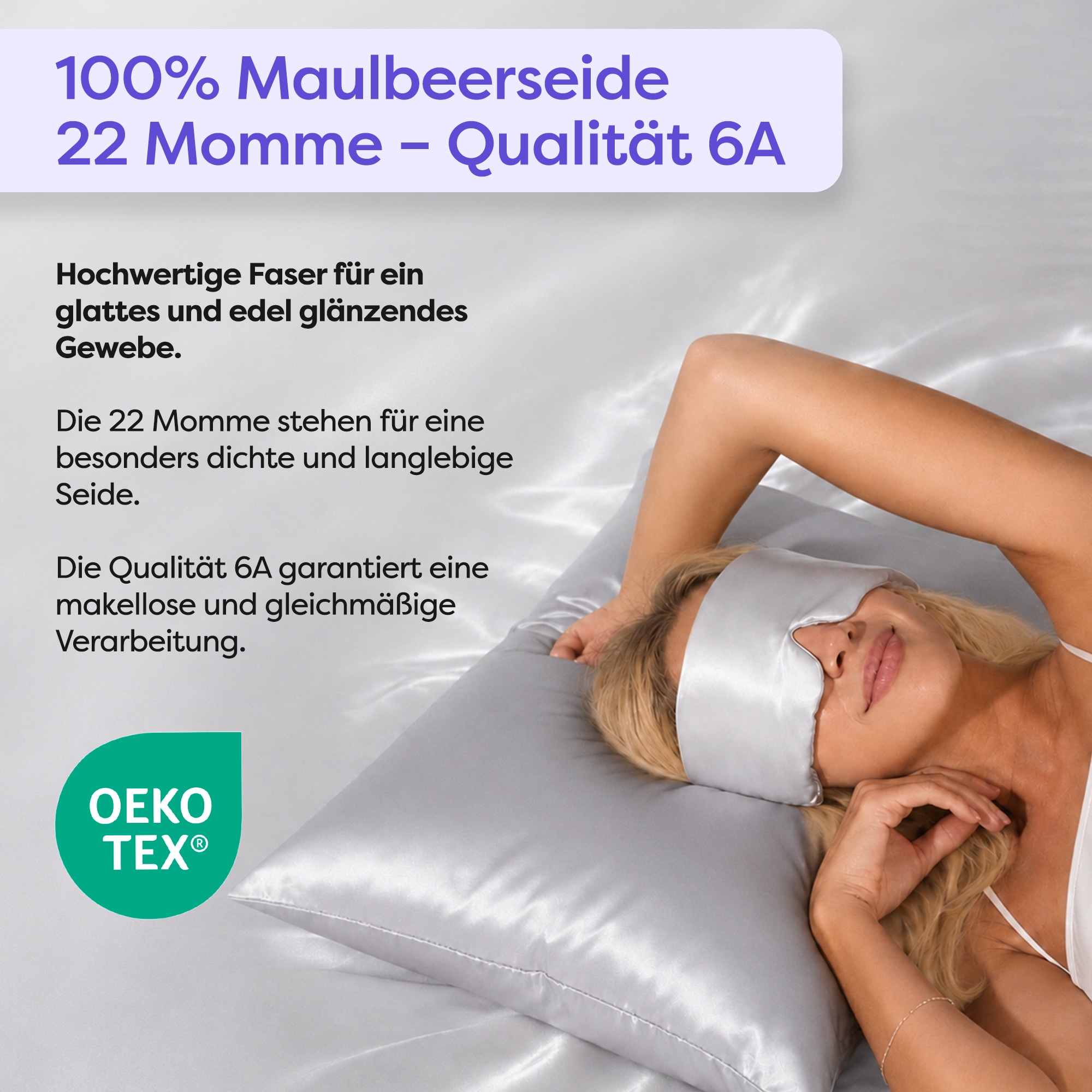 Wolkenfeld Kissenbezug »Seidenkissenbezug 100 % Maulbeerseide, 22 Momme, 6A, 40x80, OEKO-TEX« Sanft zu Haut und Haar, mit verdecktem Hotelverschluss & Geschenkbox