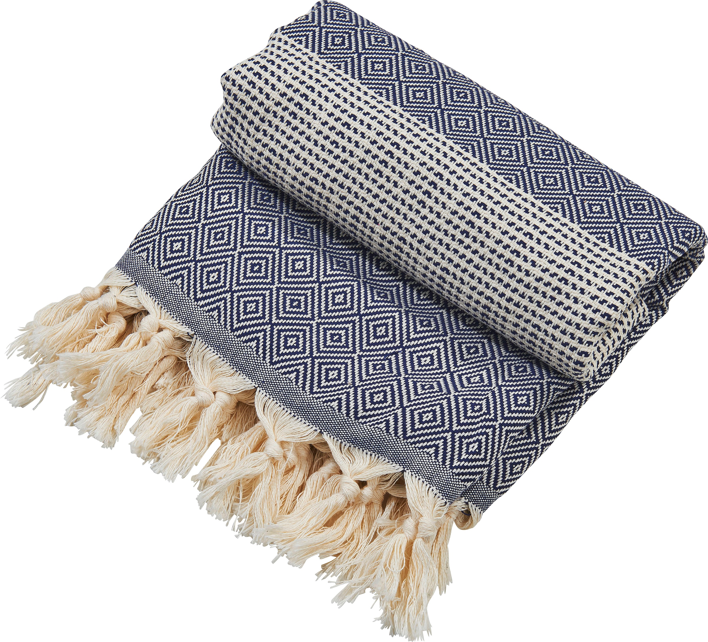 done.® Plaid »Lounge Diamond« Leichtes Plaid mit geknoteten Fransen