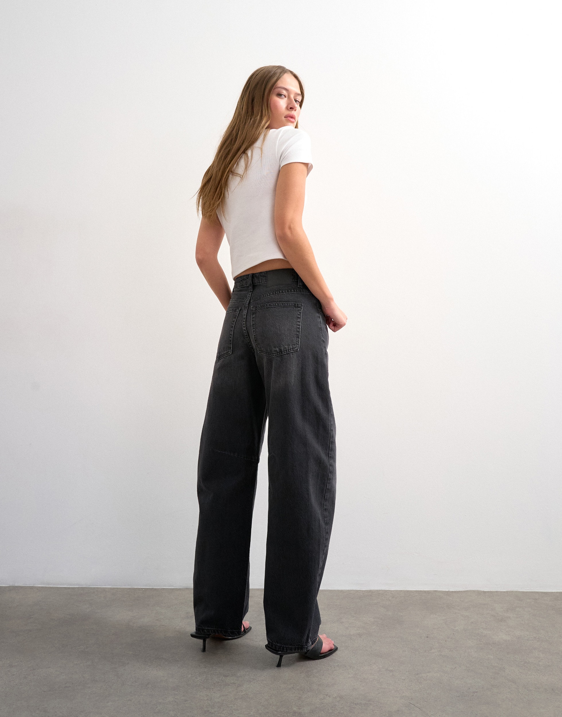 TOPSHOP Jeans large »TSBARREL HR DENIM JEANS BLW NOOS« Coton, coupe baril, taille haute