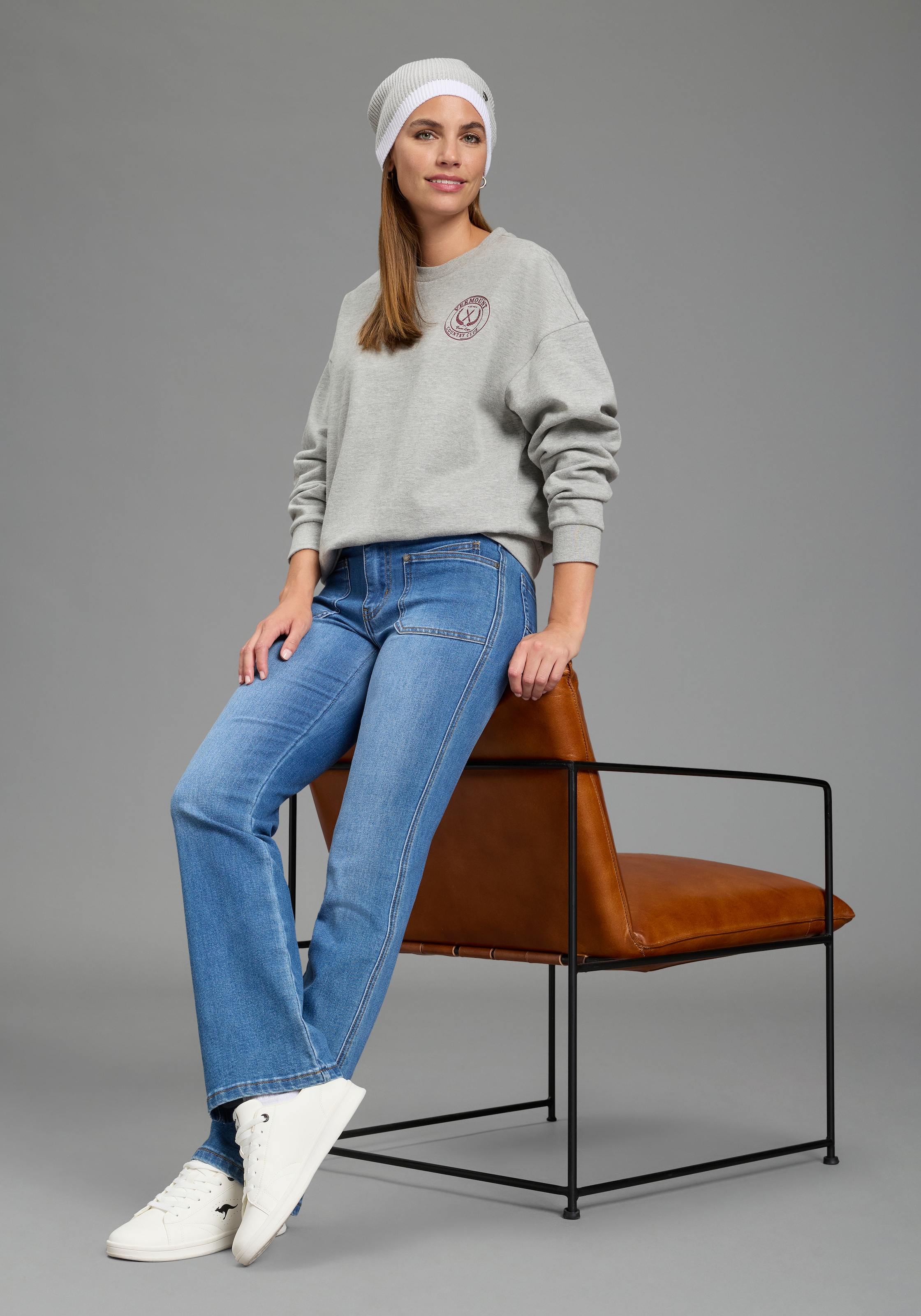 KangaROOS 1100000002199 avec fermeture éclair et bouton, hauteur normale à la taille, coupe longue