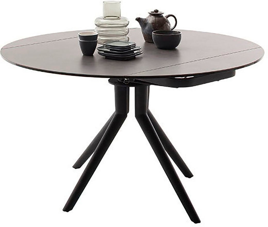 MCA furniture Table de salle à manger »RUBIKON Vierfusstisch 90-135 cm« Einzelstück,  Keramik, Metall, Längsseitenauszug, ausziehbar, 13 mm